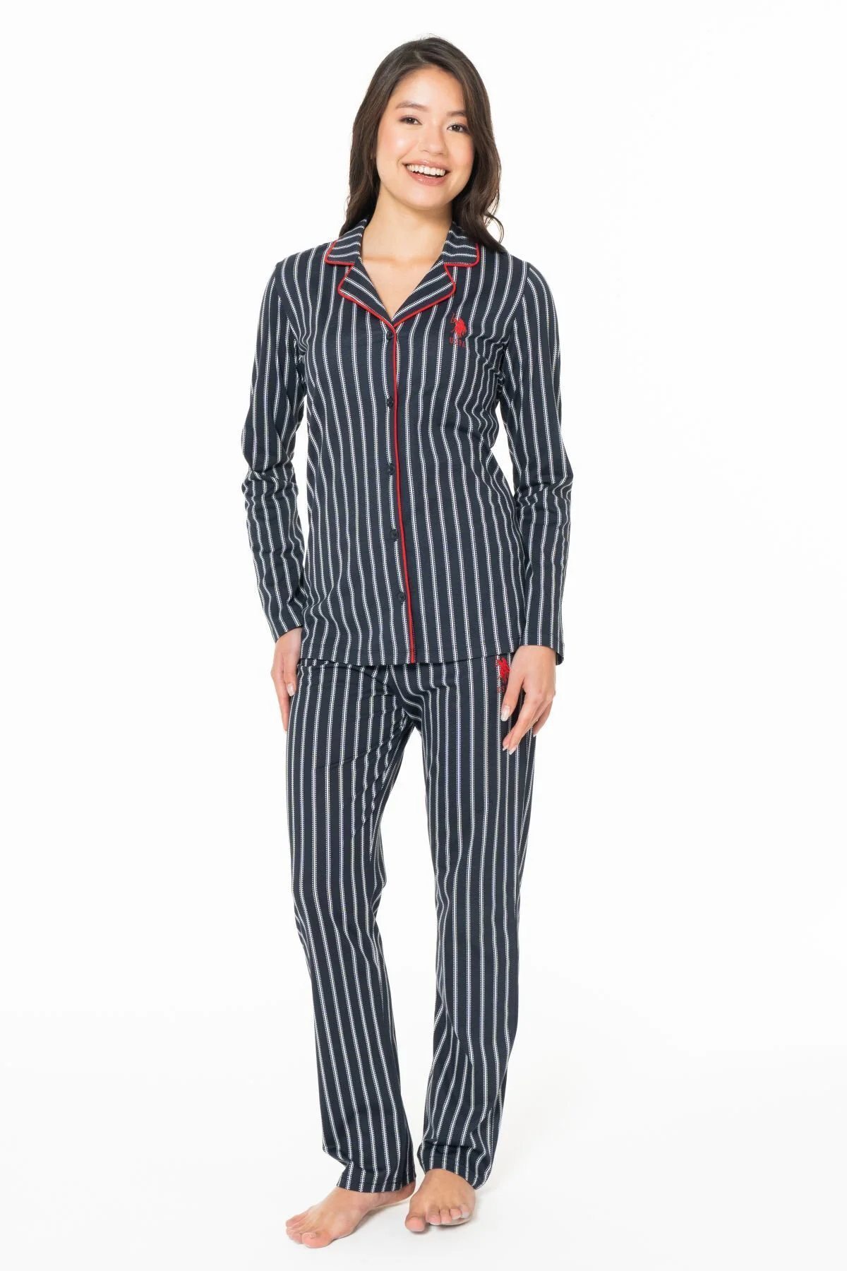 Kadın Uzun Kollu Çizgili Gömlek Pijama Takımı S26138 RAHAT NEFES 