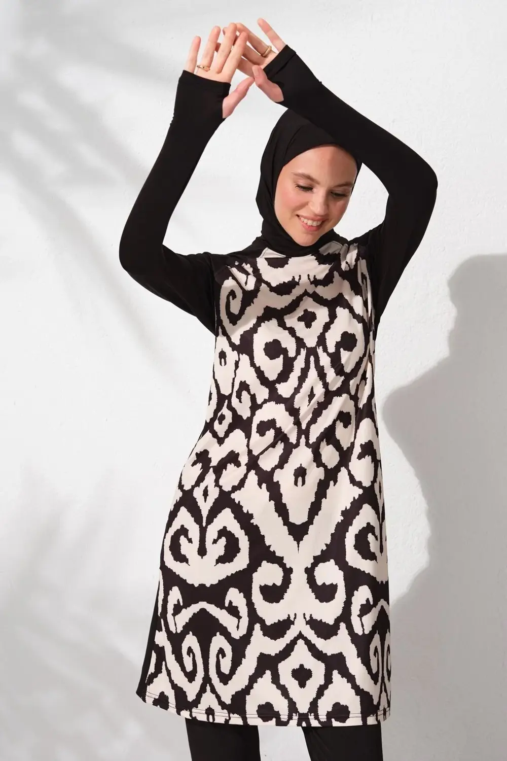 Kadın Uzun Kollu Desenli Tesettür Mayo 231918