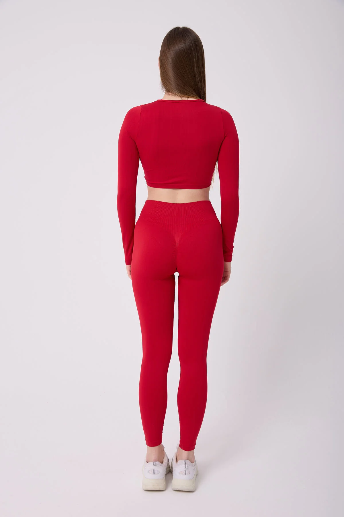 Kadın Uzun Kollu Göğsü Açık Dikişsiz Crop Top