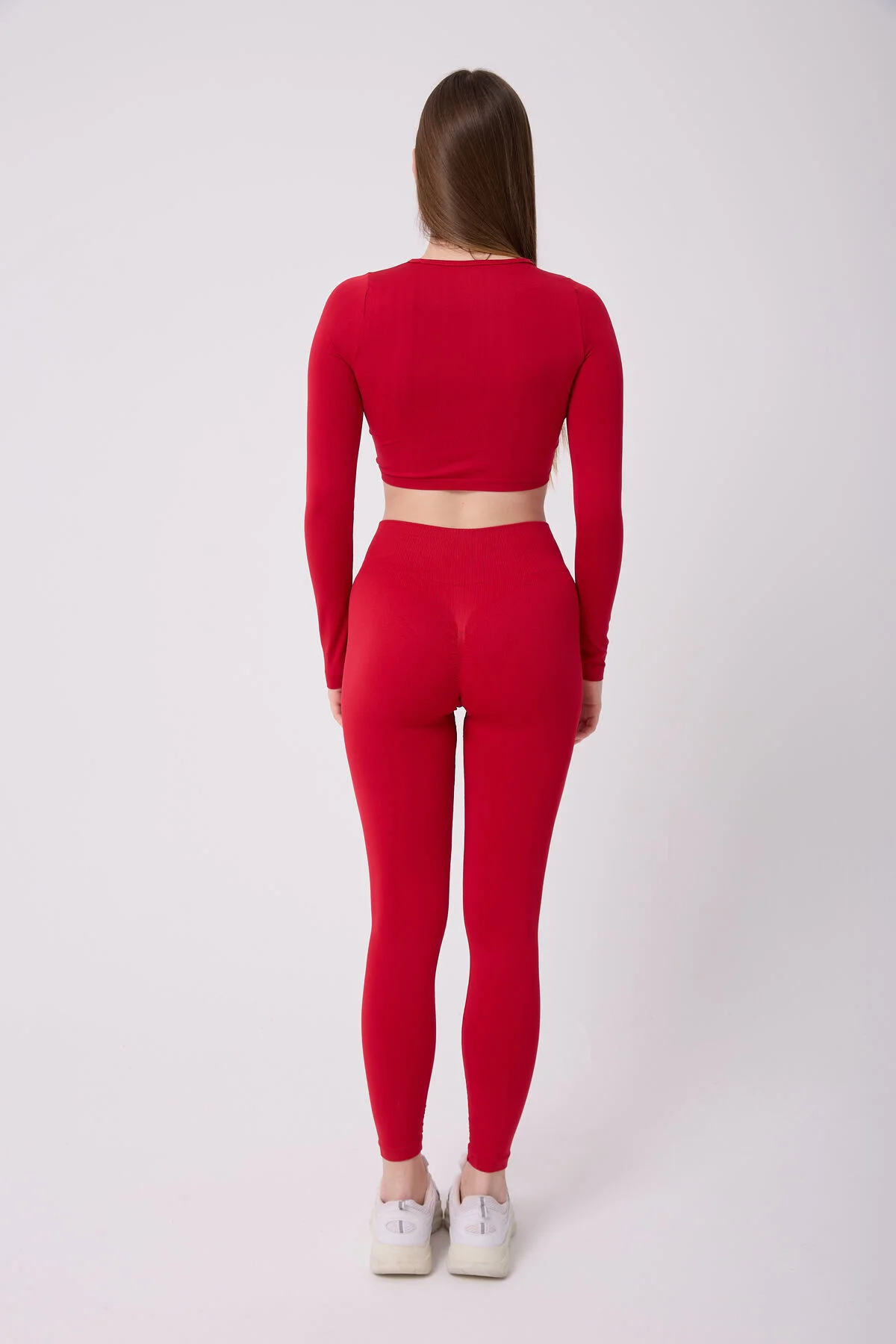 Kadın Uzun Kollu Göğsü Açık Dikişsiz Crop Top