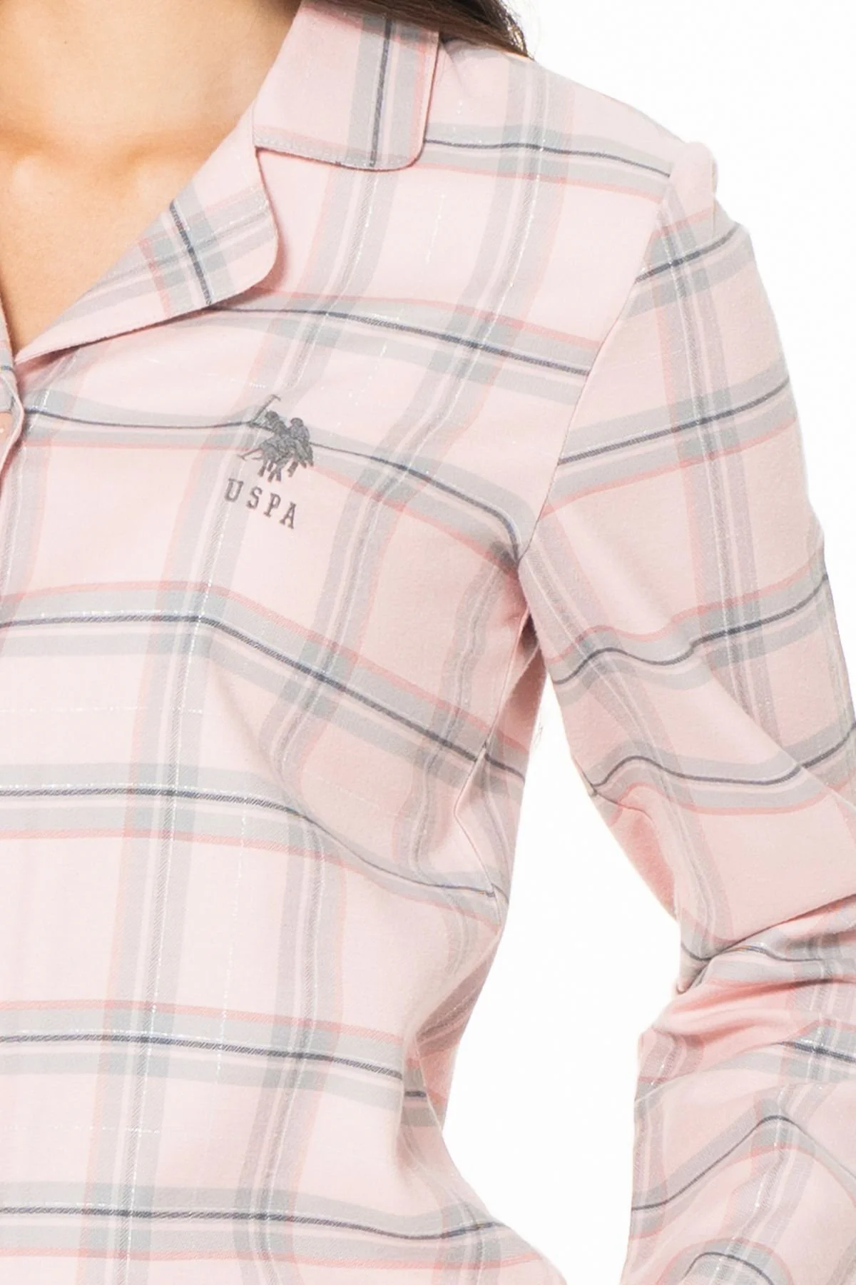 Kadın Uzun Kollu Kareli Gömlek Pijama Takımı S26168 NEFES ALABİLE