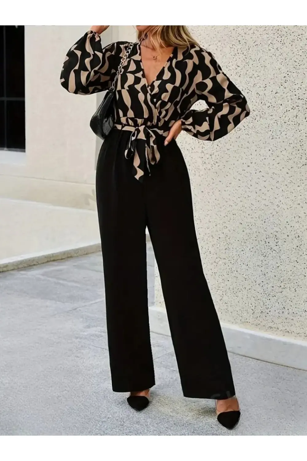 Kadın Uzun Kollu Kruvaze Yakalı Belden Kuşaklı üst Dalgıç Alt Ith