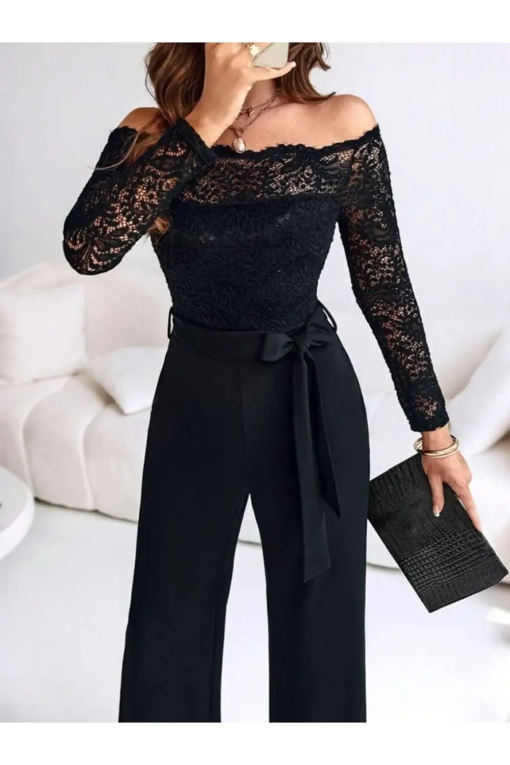 Kadın Uzun Kollu Madonna Yaka Dantelli Yandan Bağlamalı Ithal Kre Kadın Uzun Kollu Madonna Yaka Dantelli Yandan Bağlamalı Ithal Kre