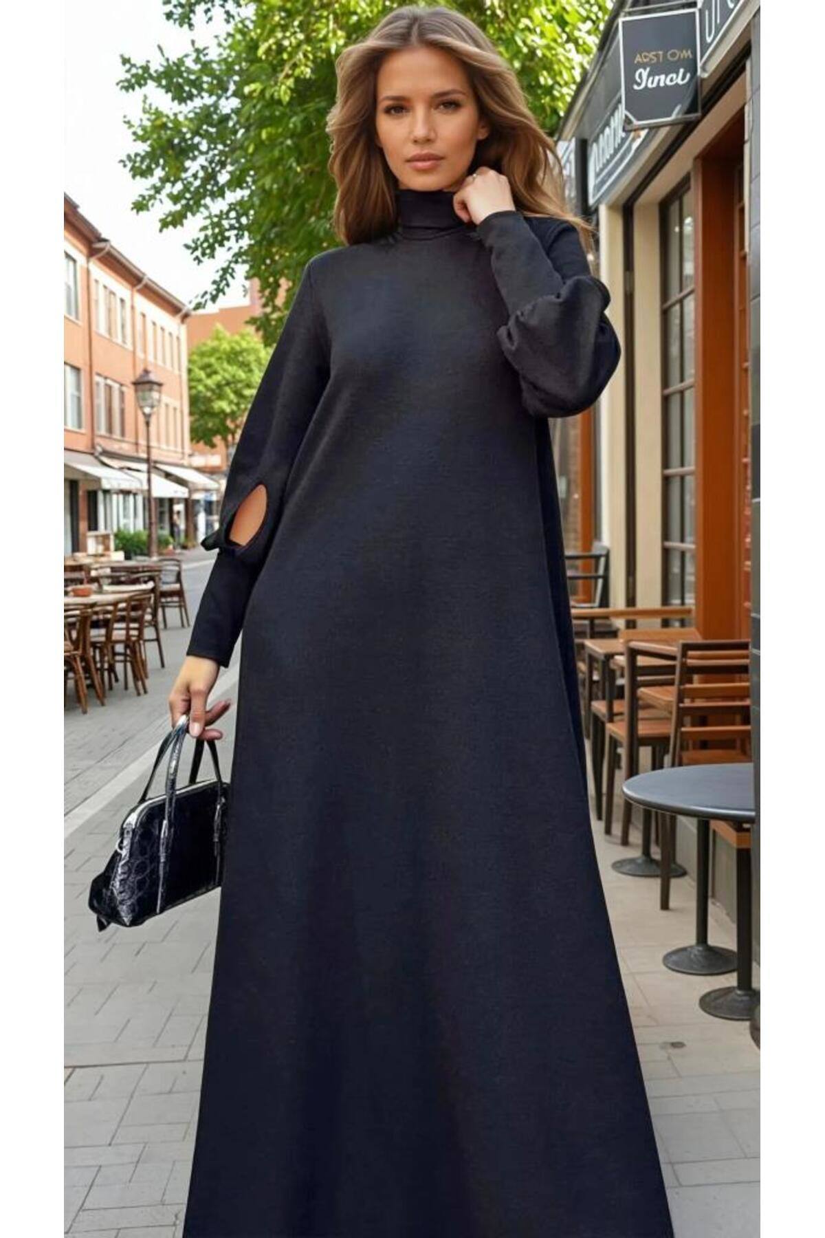 Pasaklı Giyim Kadın Uzun Kollu Manşetli Balon Kol A Kesim Akrilik Salaş Triko E