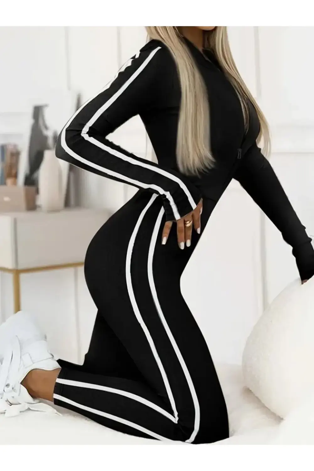 Kadın Uzun Kollu önden Fermuarlı şardonlu Dalgıç Tulum