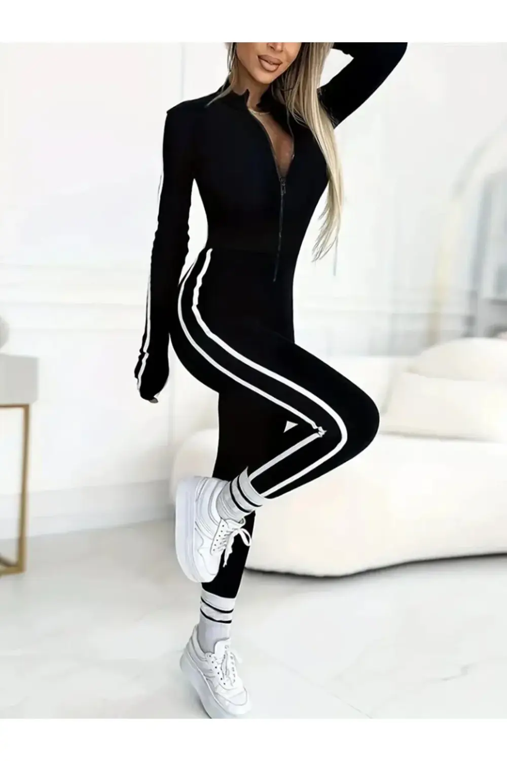 Kadın Uzun Kollu önden Fermuarlı şardonlu Dalgıç Tulum