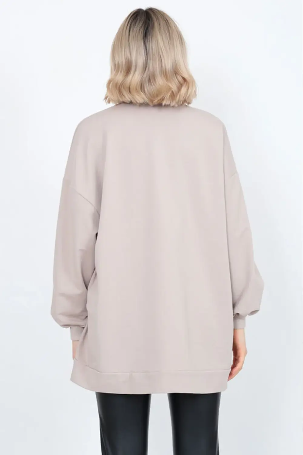 Kadın Uzun Kollu Oversize Sweatshirt Nakişli