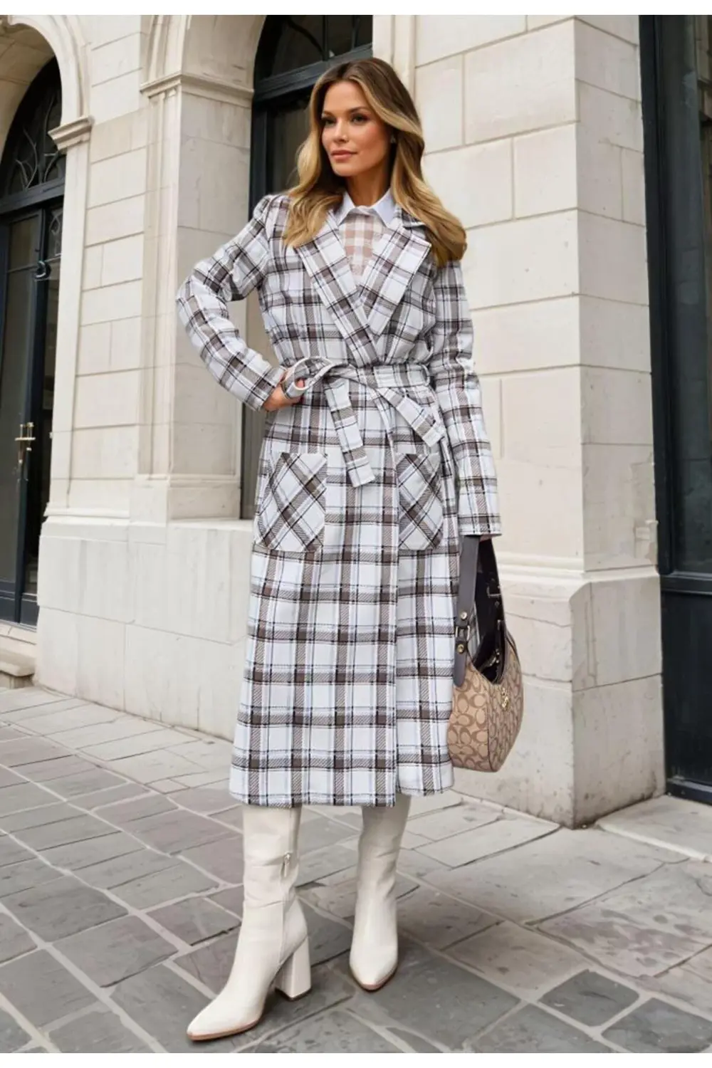 Kadın Uzun Oversize Kemerli Cepli Gabardin Trençkot (Astarsız) 35