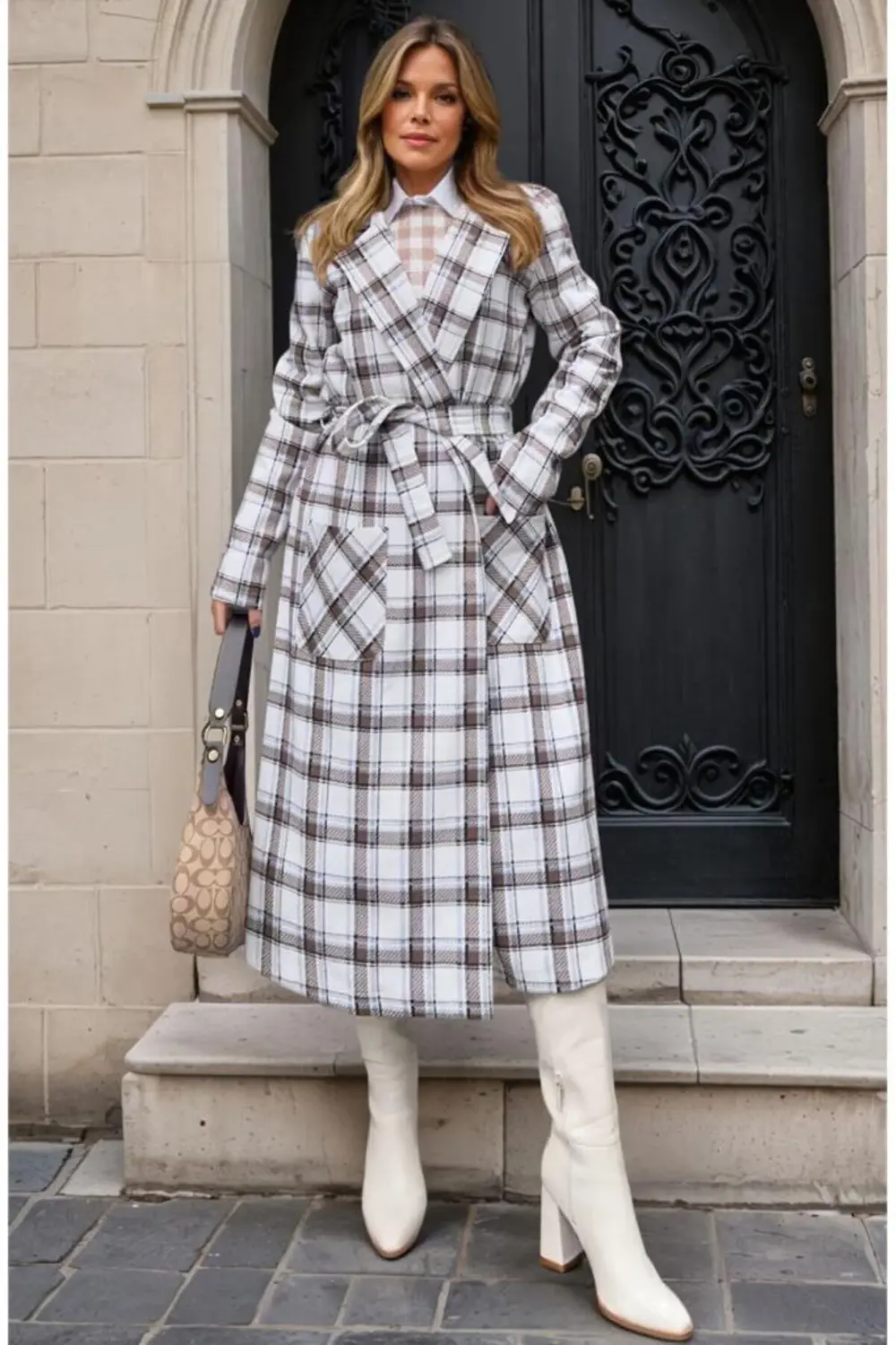 Kadın Uzun Oversize Kemerli Cepli Gabardin Trençkot (Astarsız) 35