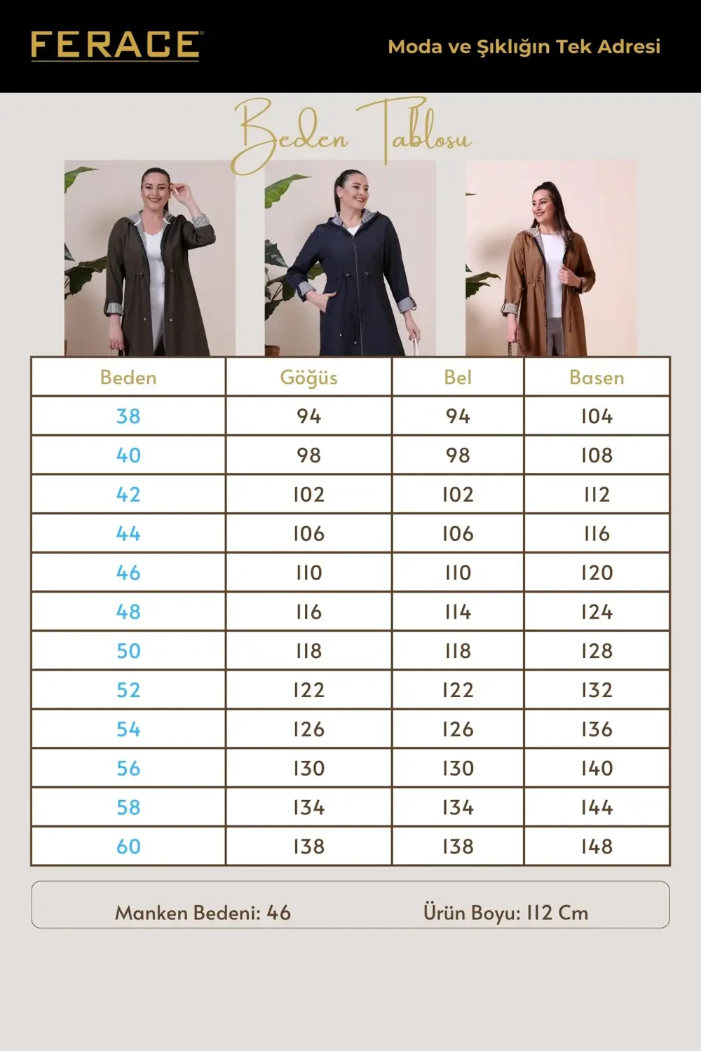 Kadin Uzun Tesettur Trenckot Buyuk Beden Fermuarlı Trenc