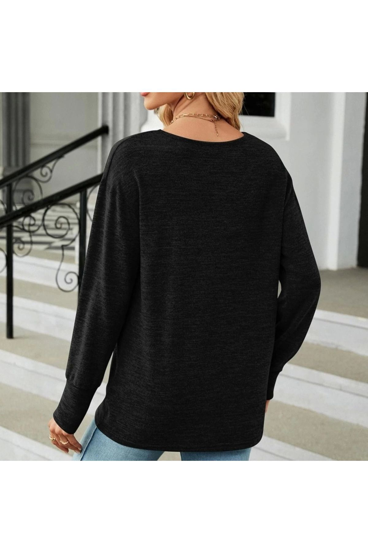 Kadın V Yaka Triko Bluz