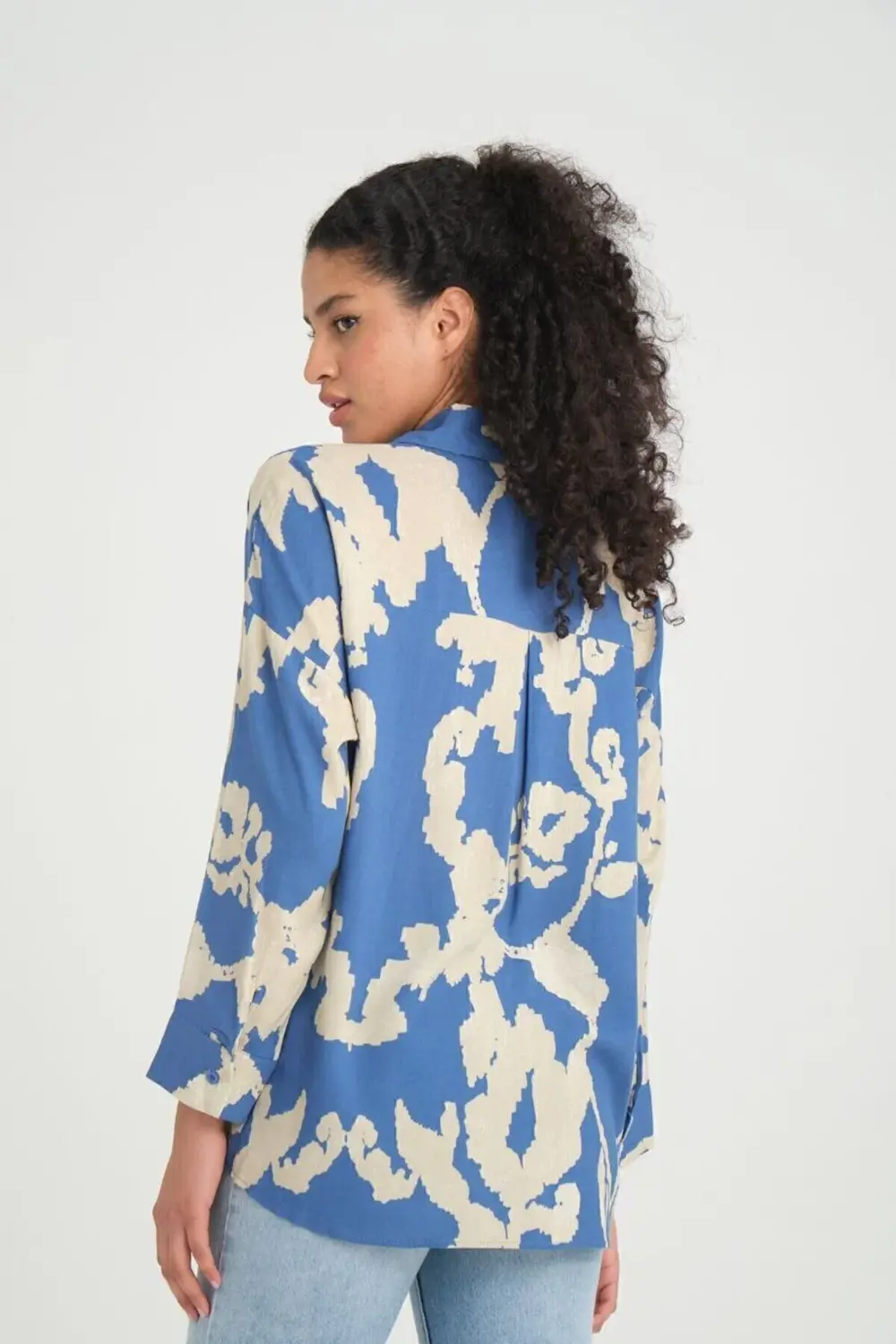 Kadın Viskon Uzun Kollu Pliseli Dökümlü Bol Kesim Yazlık Tunik Gö