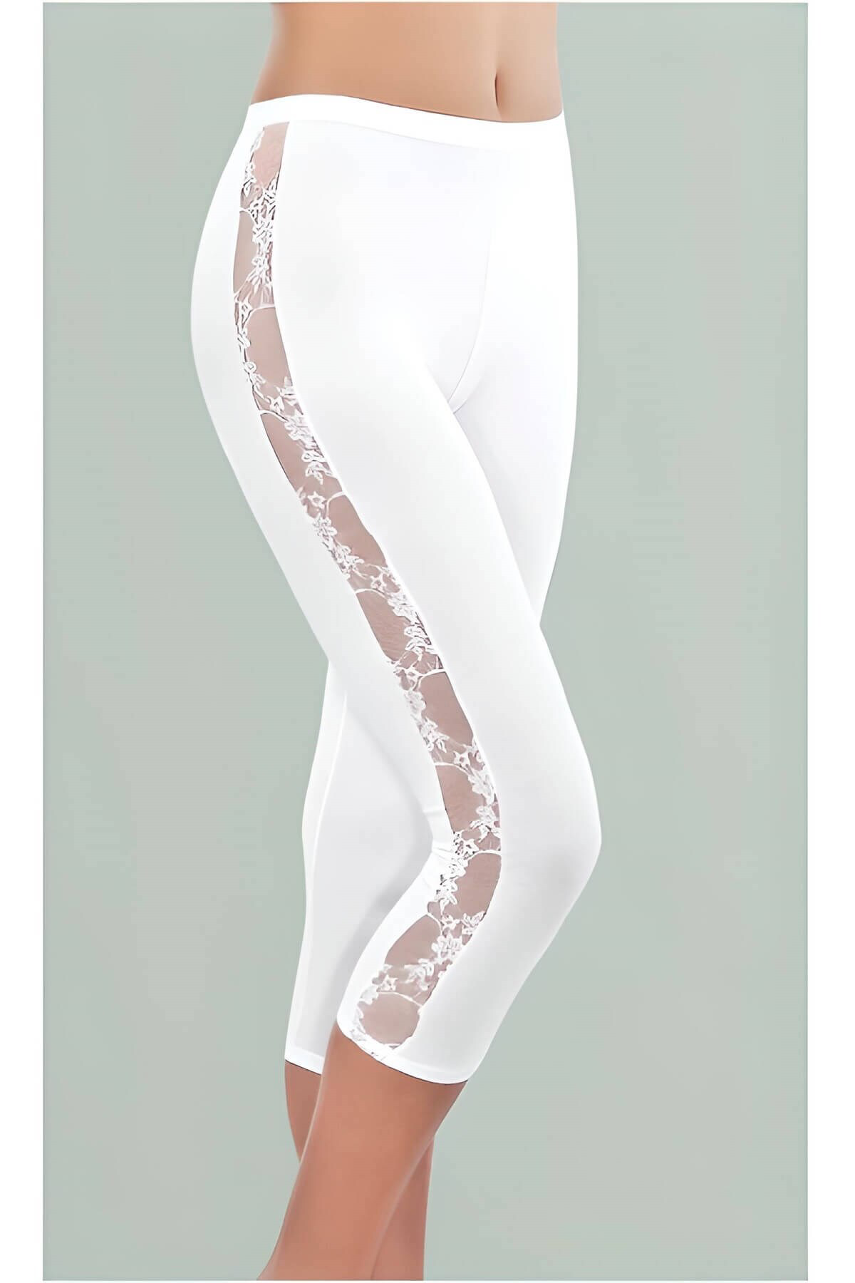 İmer Çamaşır Kadın Yan Tarafı Dantel İşlemeli Modal Pamuklu Capri Tayt