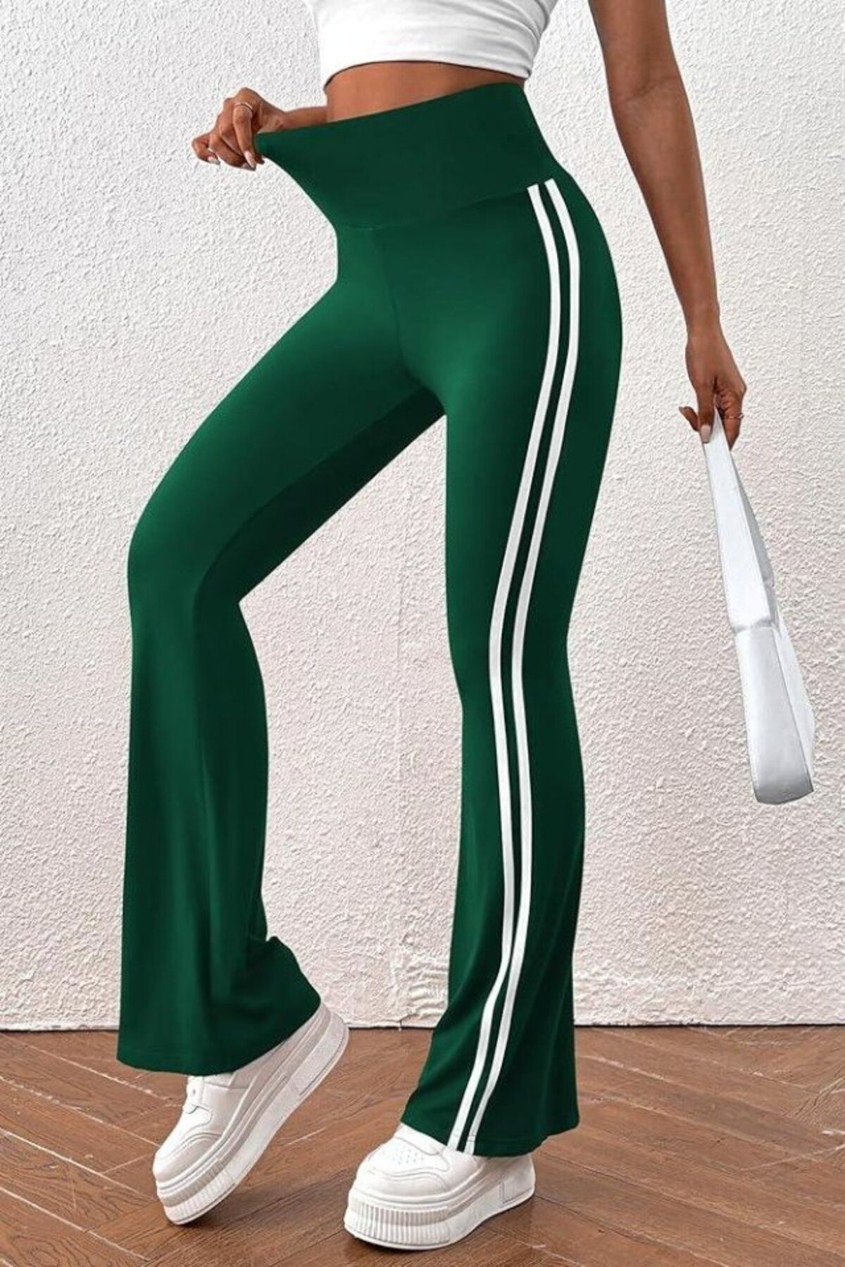Kokosh Moda Kadin Yanlari Şerit Beli Lastikli Dalgiç Tayt