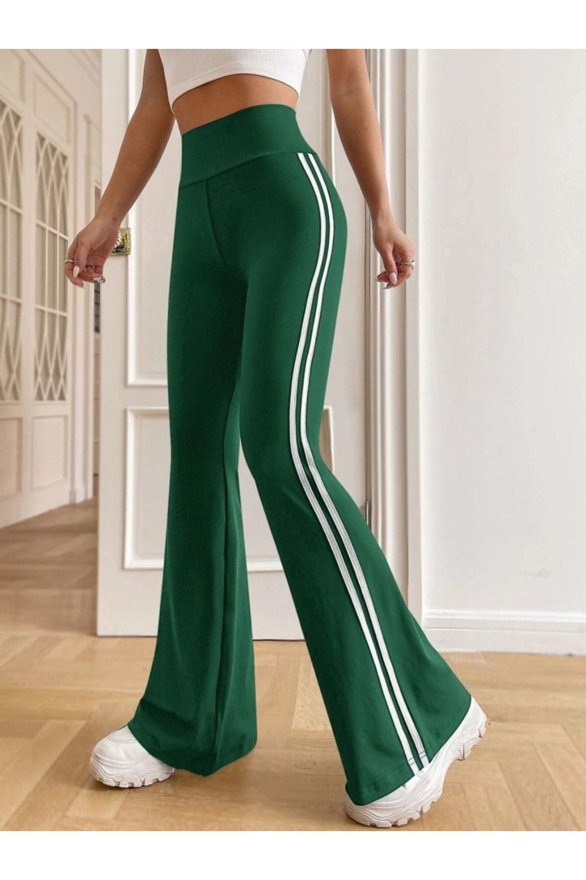 Kokosh Moda Kadin Yanlari Şerit Beli Lastikli Dalgiç Tayt
