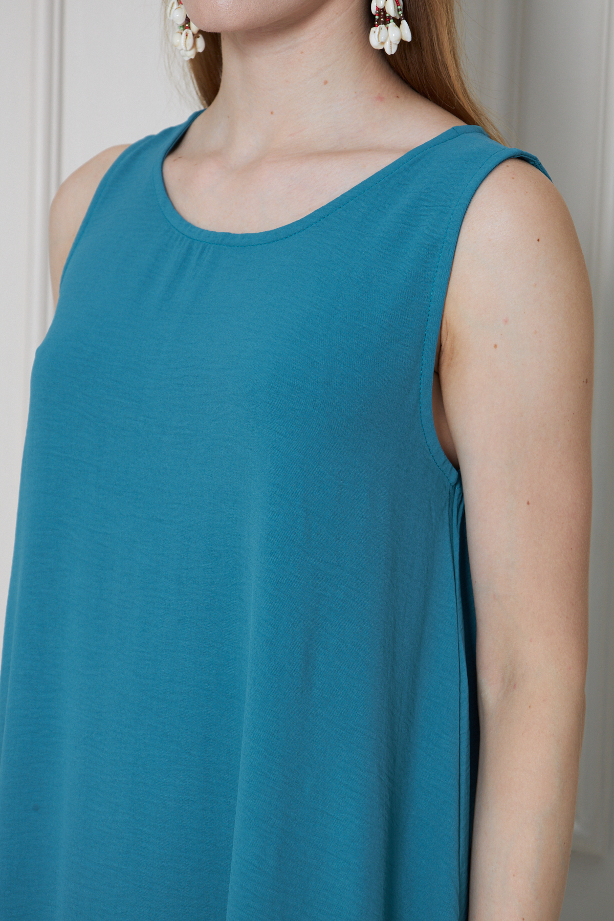 Pasaklı Giyim Kadın Yeni Sezon Petrol Yeşil Eteği Lastikli Kolsuz Airobin Giy-Ç