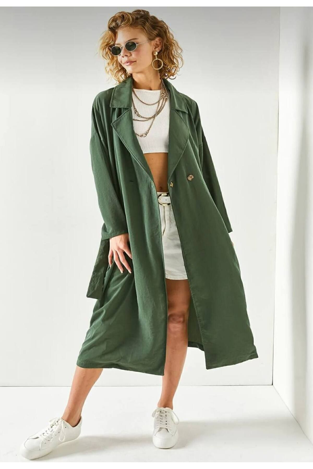 Pasaklı Giyim Kadın Yeni Sezon Ürün İnce Salaş Kemerli Cepli Düğmeli Yumuşak Do