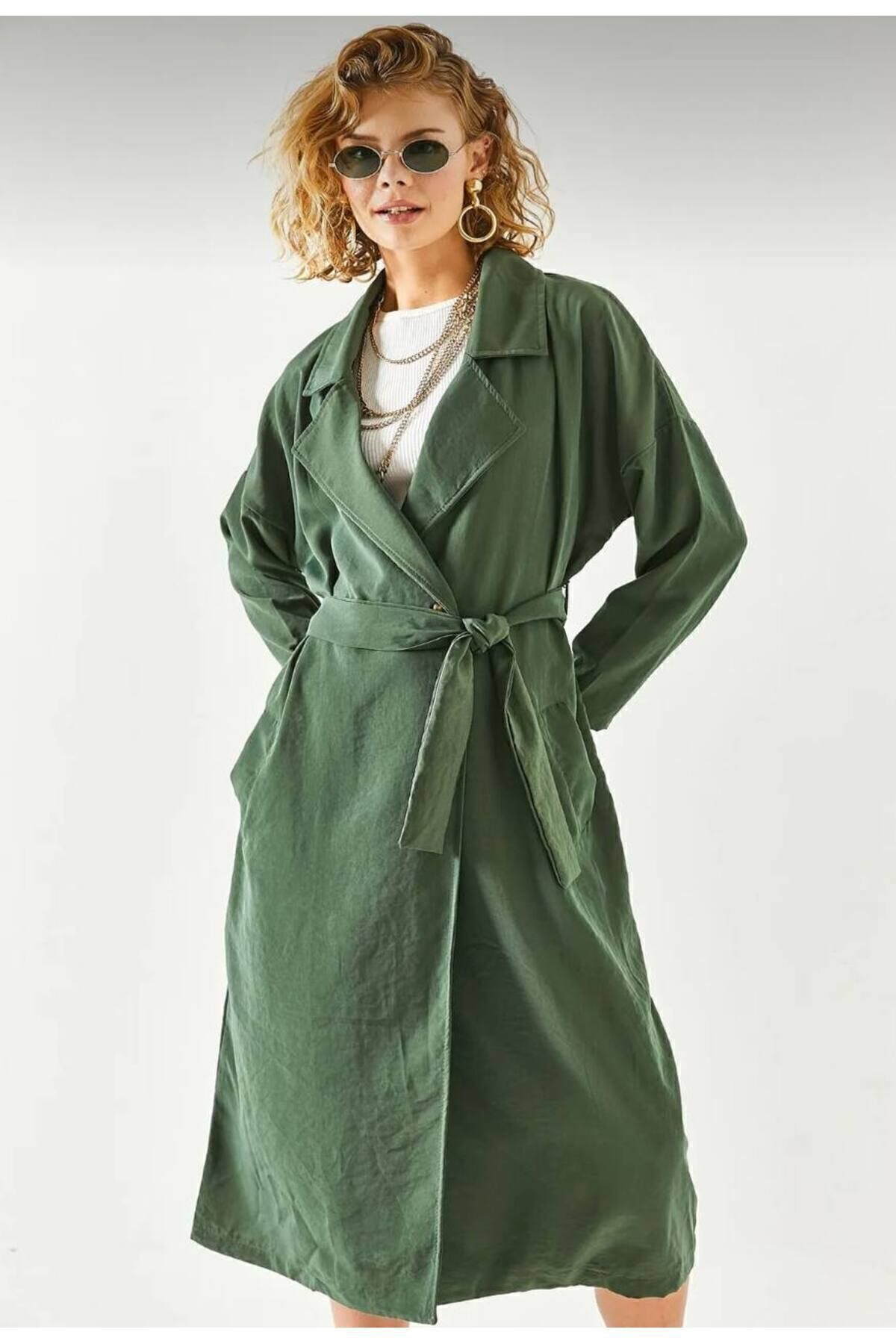 Pasaklı Giyim Kadın Yeni Sezon Ürün İnce Salaş Kemerli Cepli Düğmeli Yumuşak Do