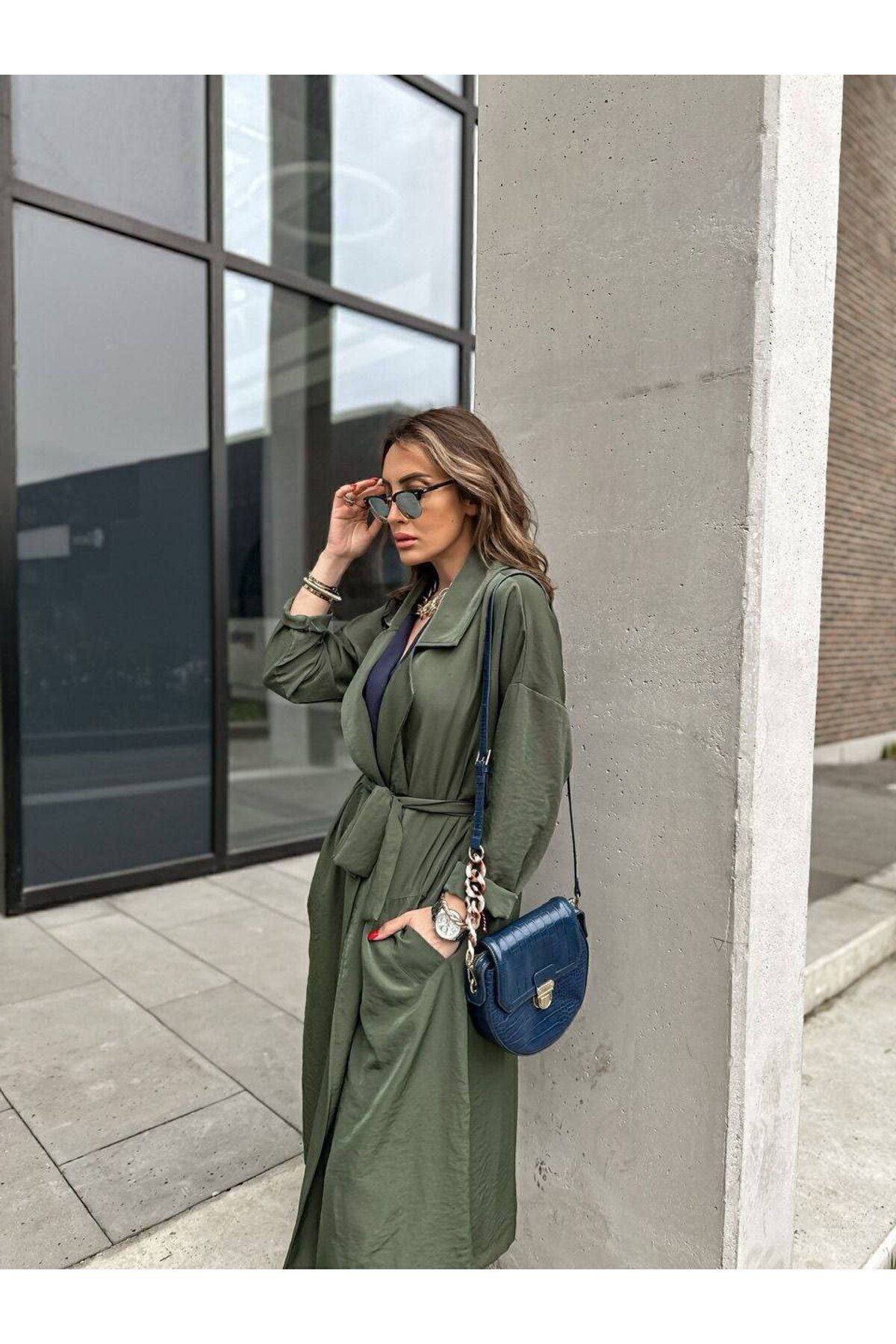 Pasaklı Giyim Kadın Yeni Sezon Ürün İnce Salaş Kemerli Cepli Düğmeli Yumuşak Do