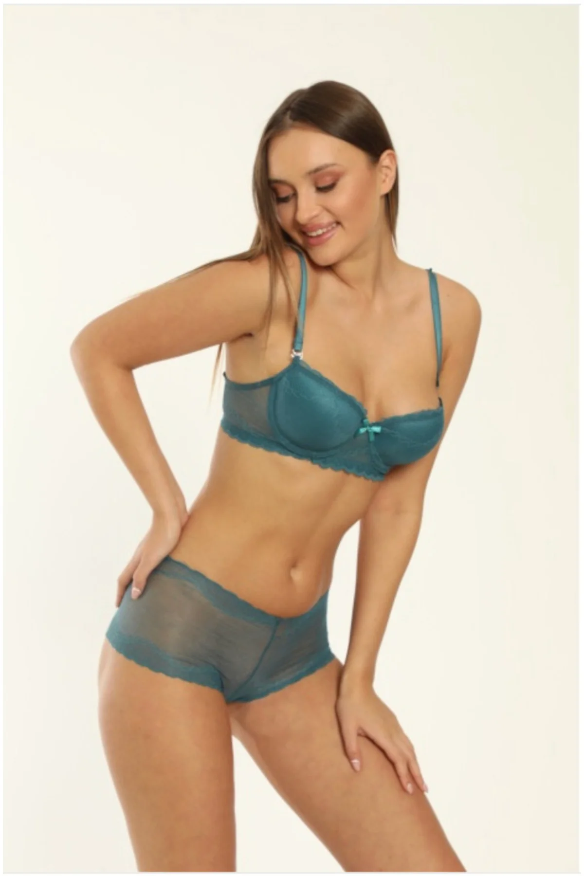 Kadın Yeşil Şortlu Push Up Sütyen Külot Takımı – Modern Ve Konfor