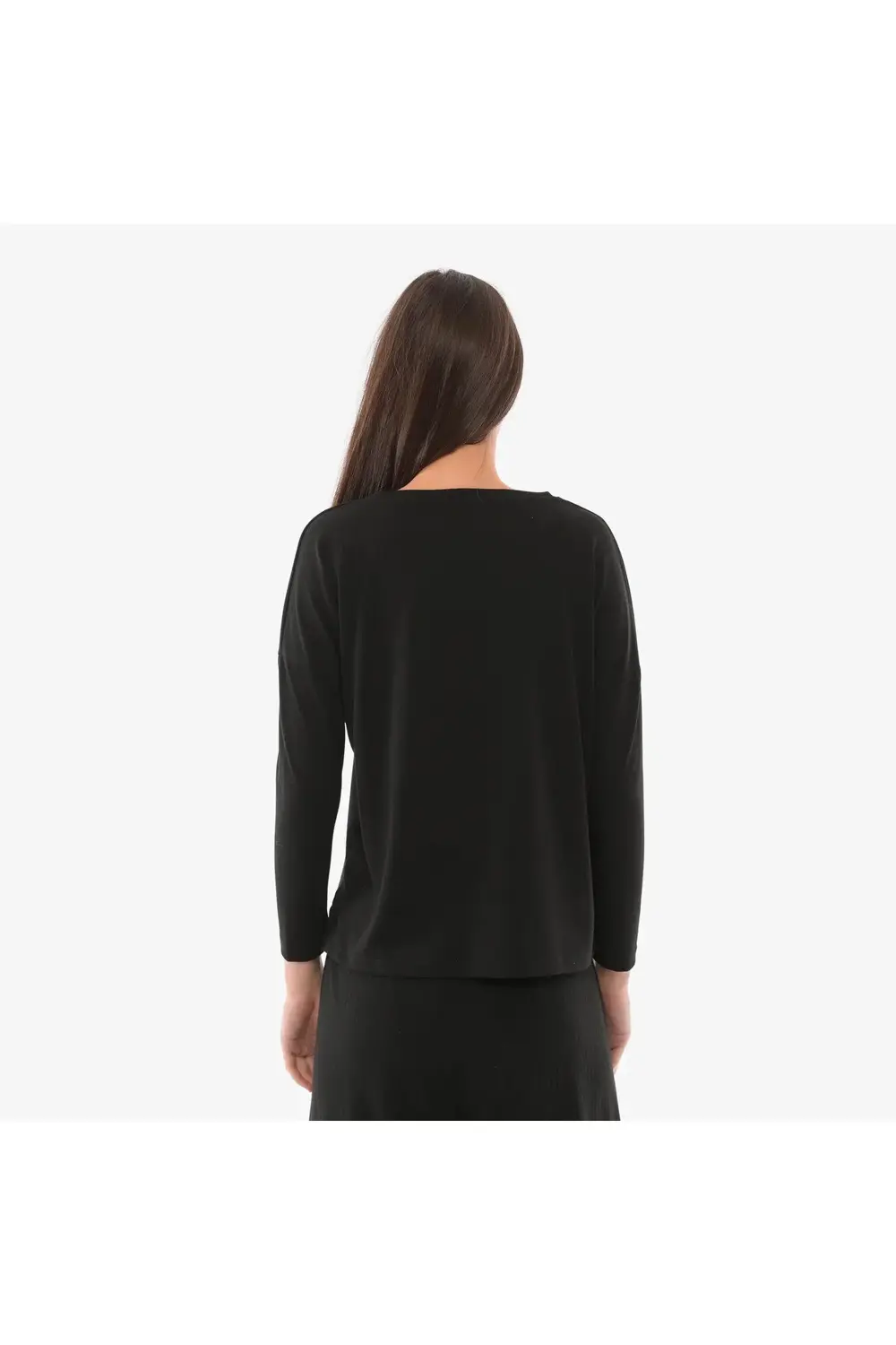 Kadın Yırtmaç Detaylı Uzun Kollu Tişört