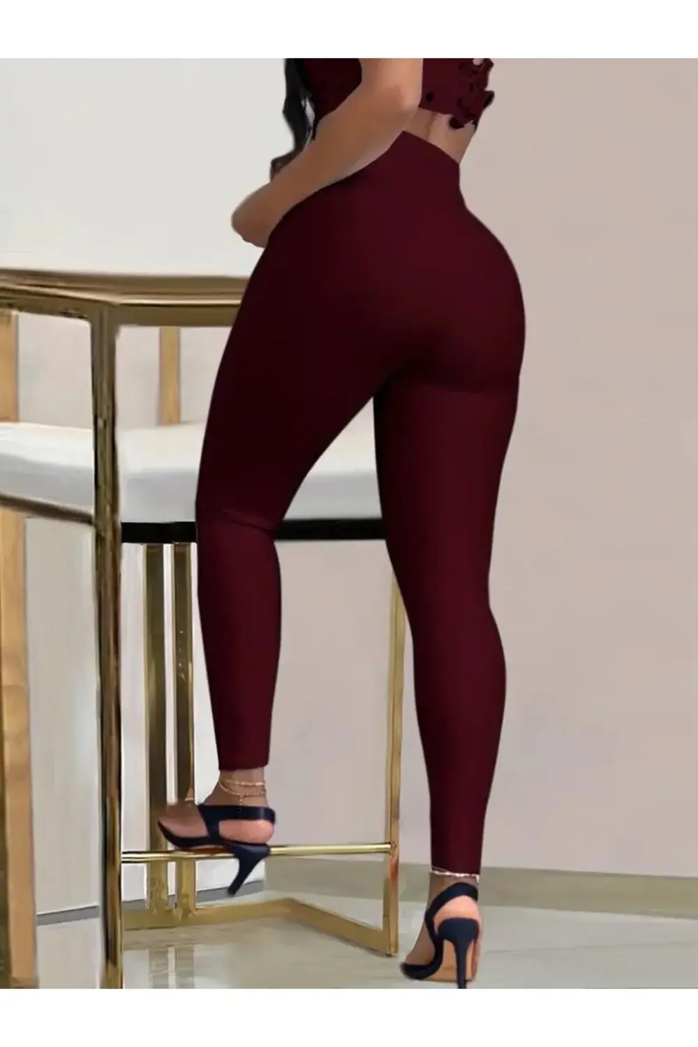 Kadın Yüksek Bel Belden Toka Detaylı Dalgıç Tayt