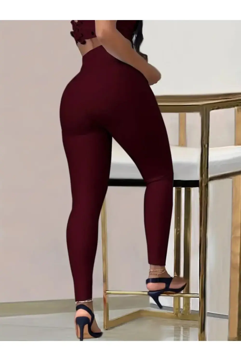 Kadın Yüksek Bel Belden Toka Detaylı Dalgıç Tayt