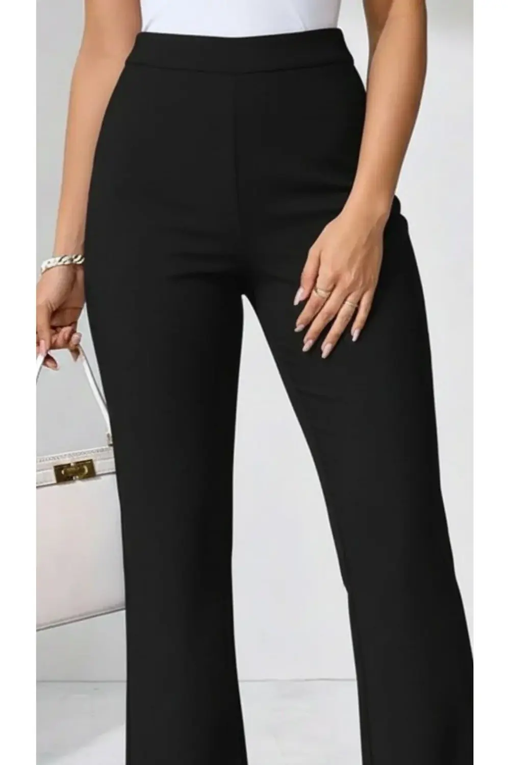 Kadın Yüksek Bel Paçaya Doğru Geniş Dalgıç Pantolon