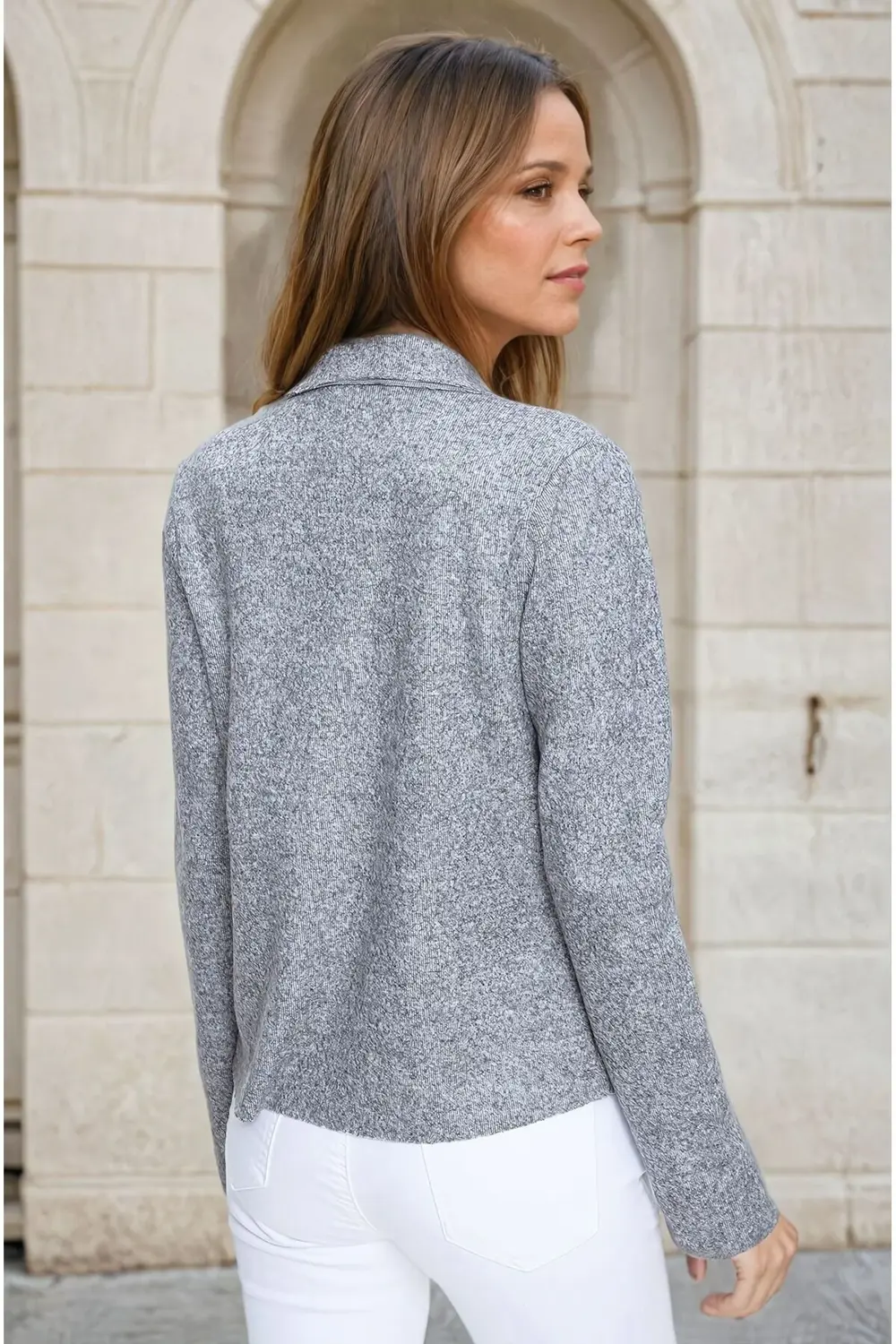 Kadın Yumoş Kendinden Dokulu Uzun Kollu Triko Hırka Ceket 7002975