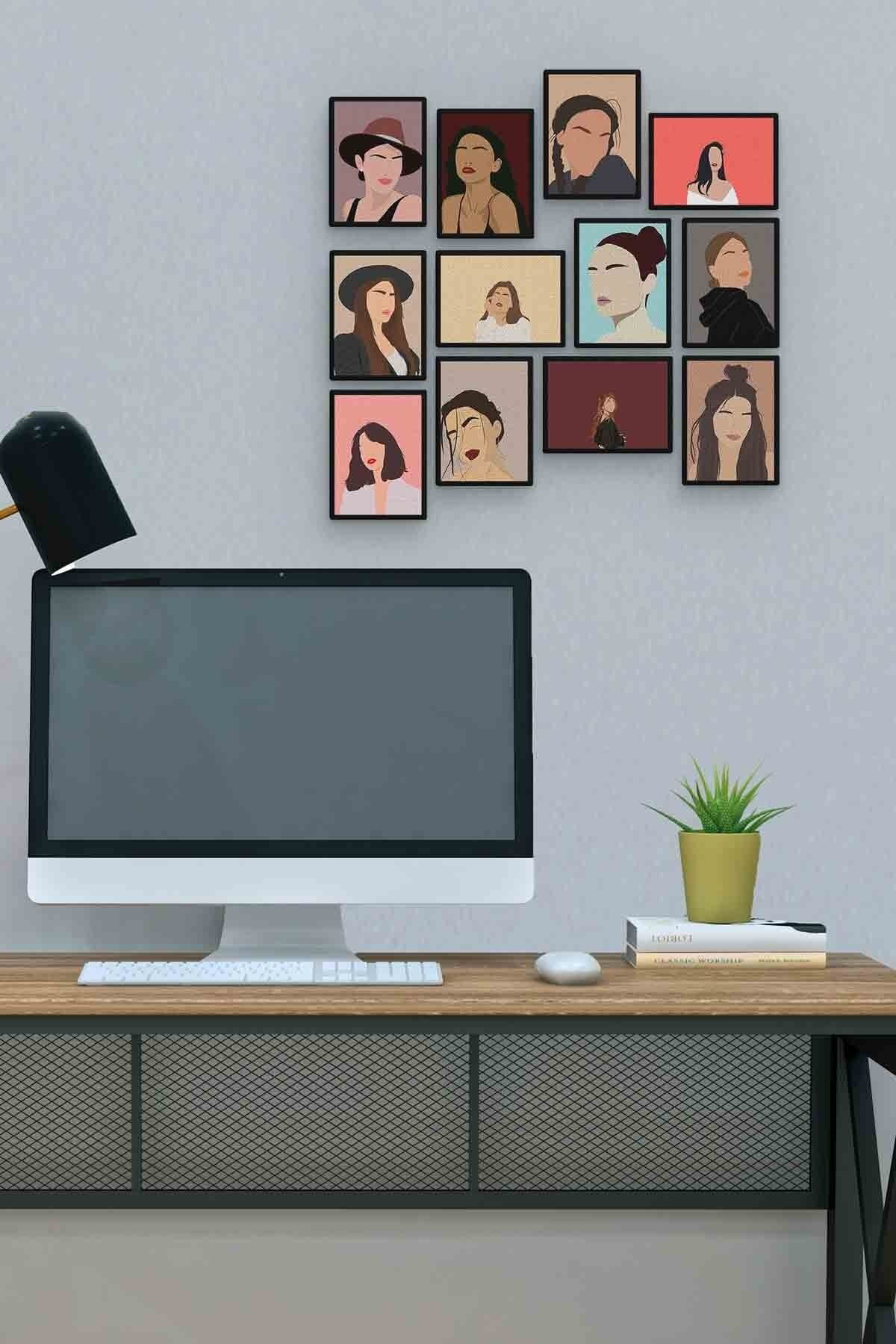 Pi Dekorasyon Kadinlar 12 Parça Mdf (Ahşap) Tablo Ofis Boyu 