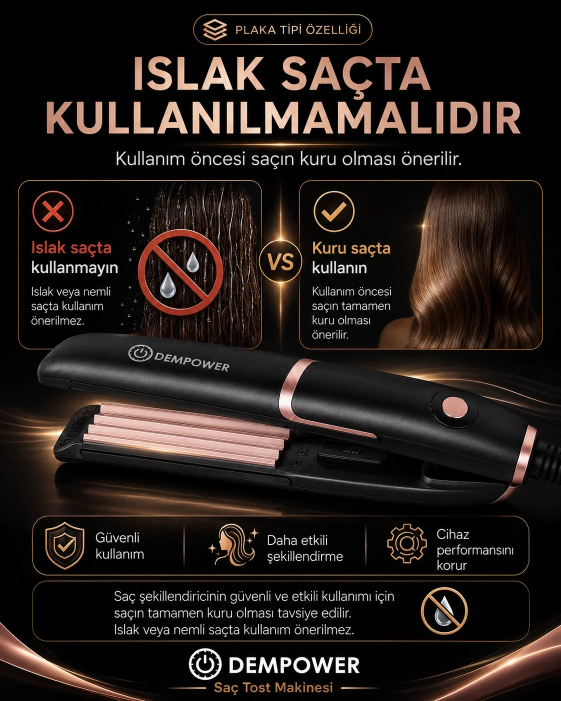 Kadınlar İçin Dalgalı ve Hacimli Görünüm Sağlayan Profesyonel Saç