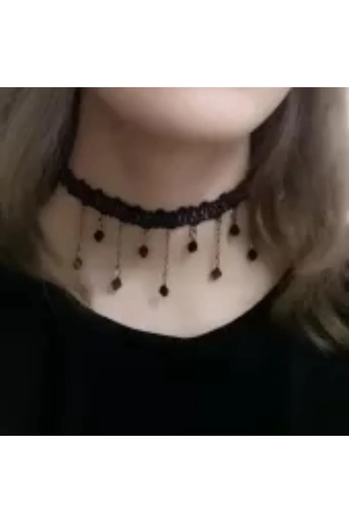 Kadınlar İçin Phenovo Siyah Dantelli Gerdanlık Kolye