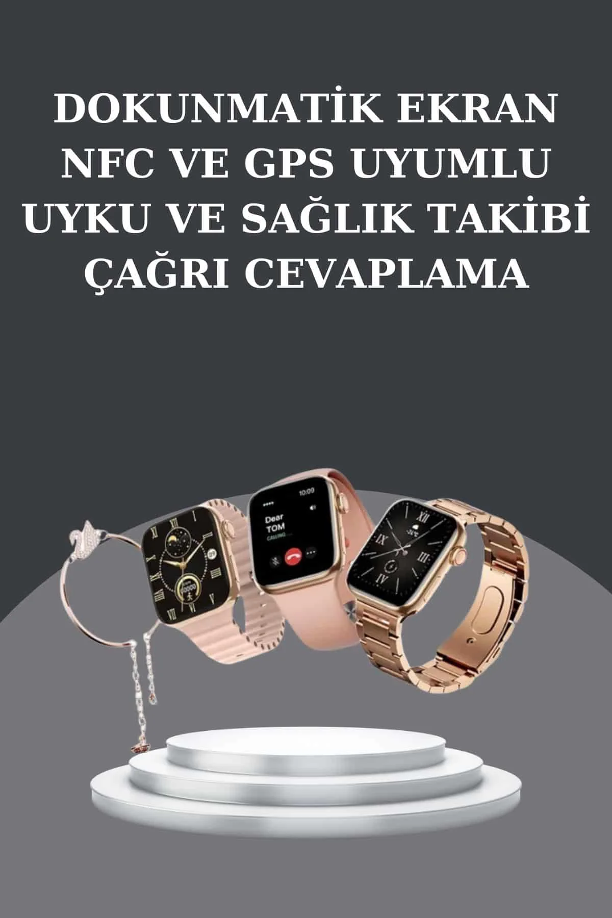 Kadınlara Özel Bileklik Hediyeli Akıllı Saat ve Dijital Göstergel