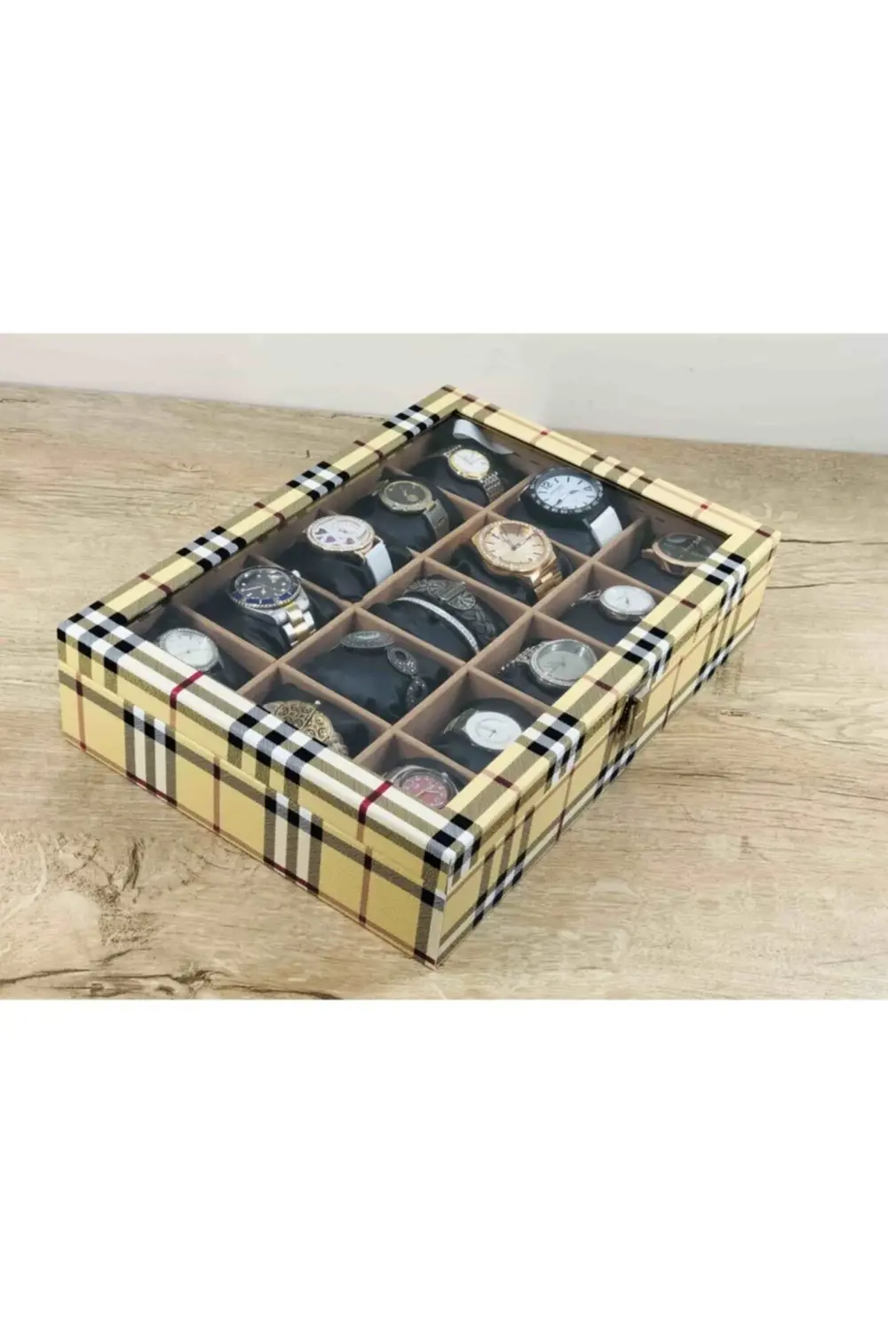 Kadınlara Özel El Yapımı Şık Modern Ekose Sarısı Siyah Yastıklı D