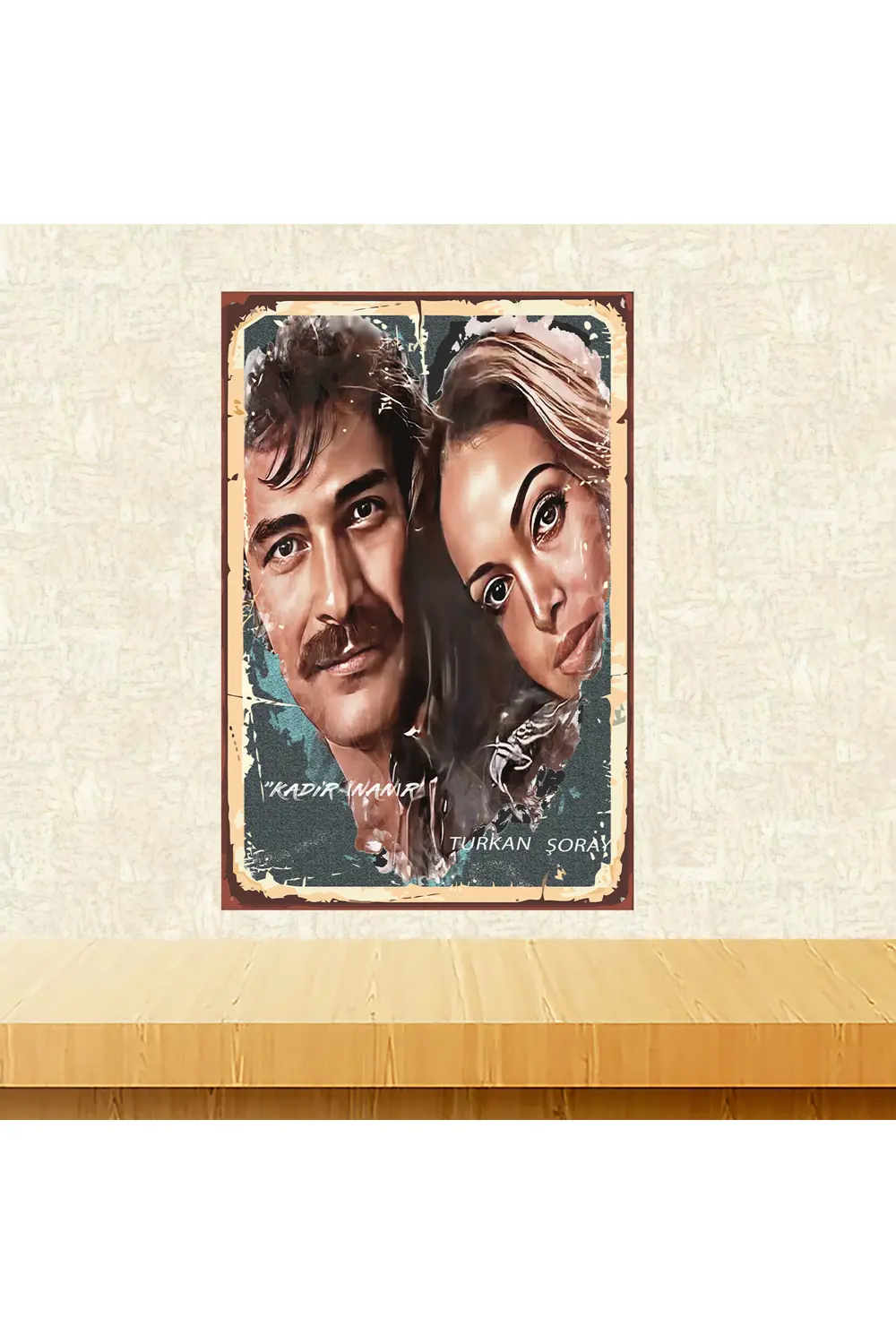 Kadir İnanır Türkan Şoray Temalı 20 x 30 CM MDF Ahşap Duvar Tablo