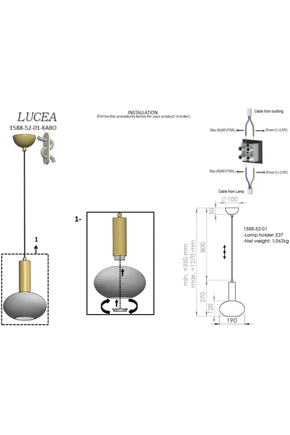 KADO TEKLİ LAK AVİZE 1XE27 1185222