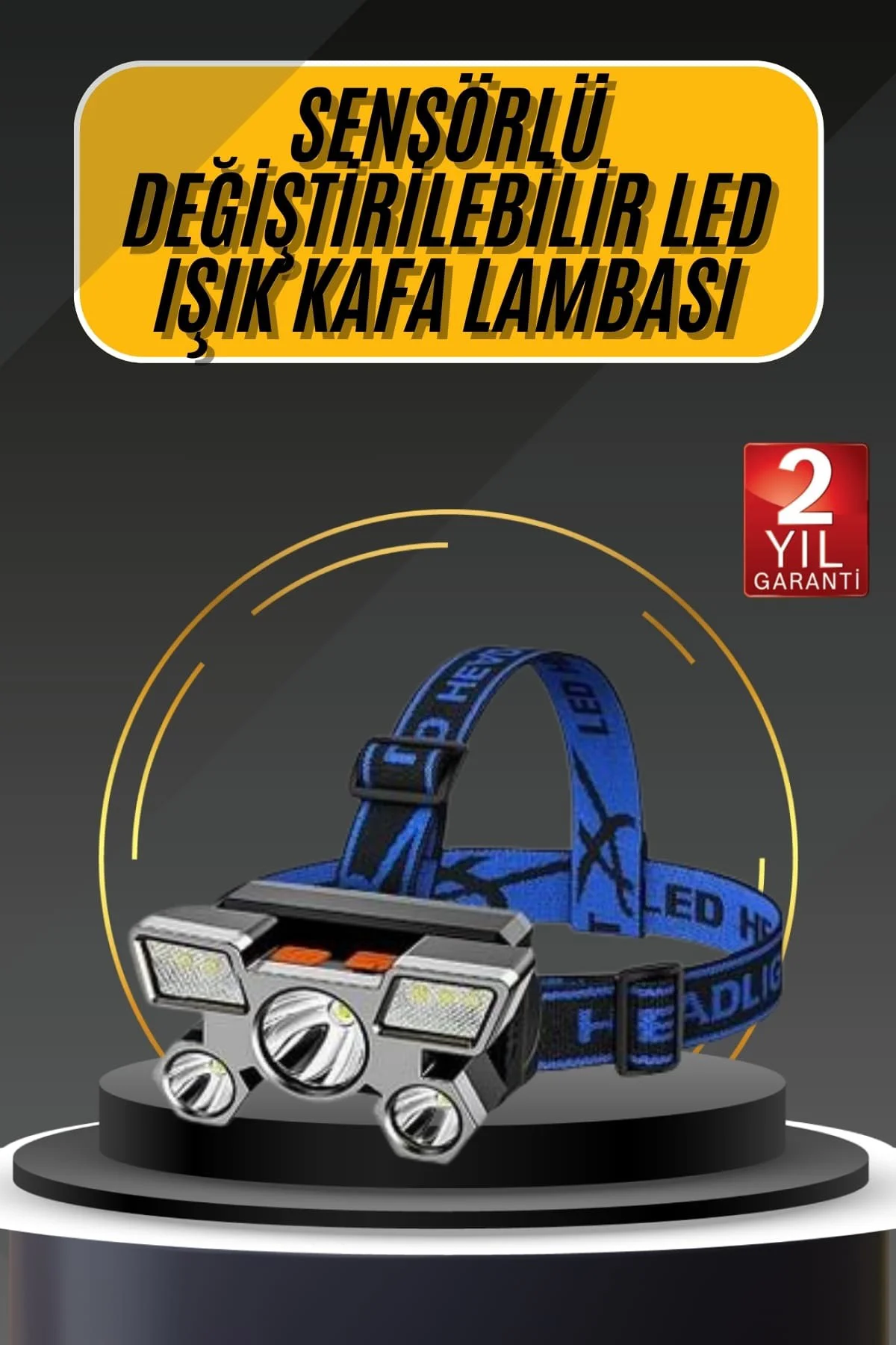 Kafa Lambası 800 Lümen 4 Mod Yüksek Işık Flaşörlü Şarjlı Led Lamb