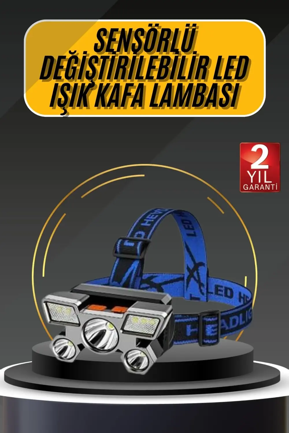 Kafa Lambası 800 Lümen 4 Mod Yüksek Işık Flaşörlü Şarjlı Led Lamb