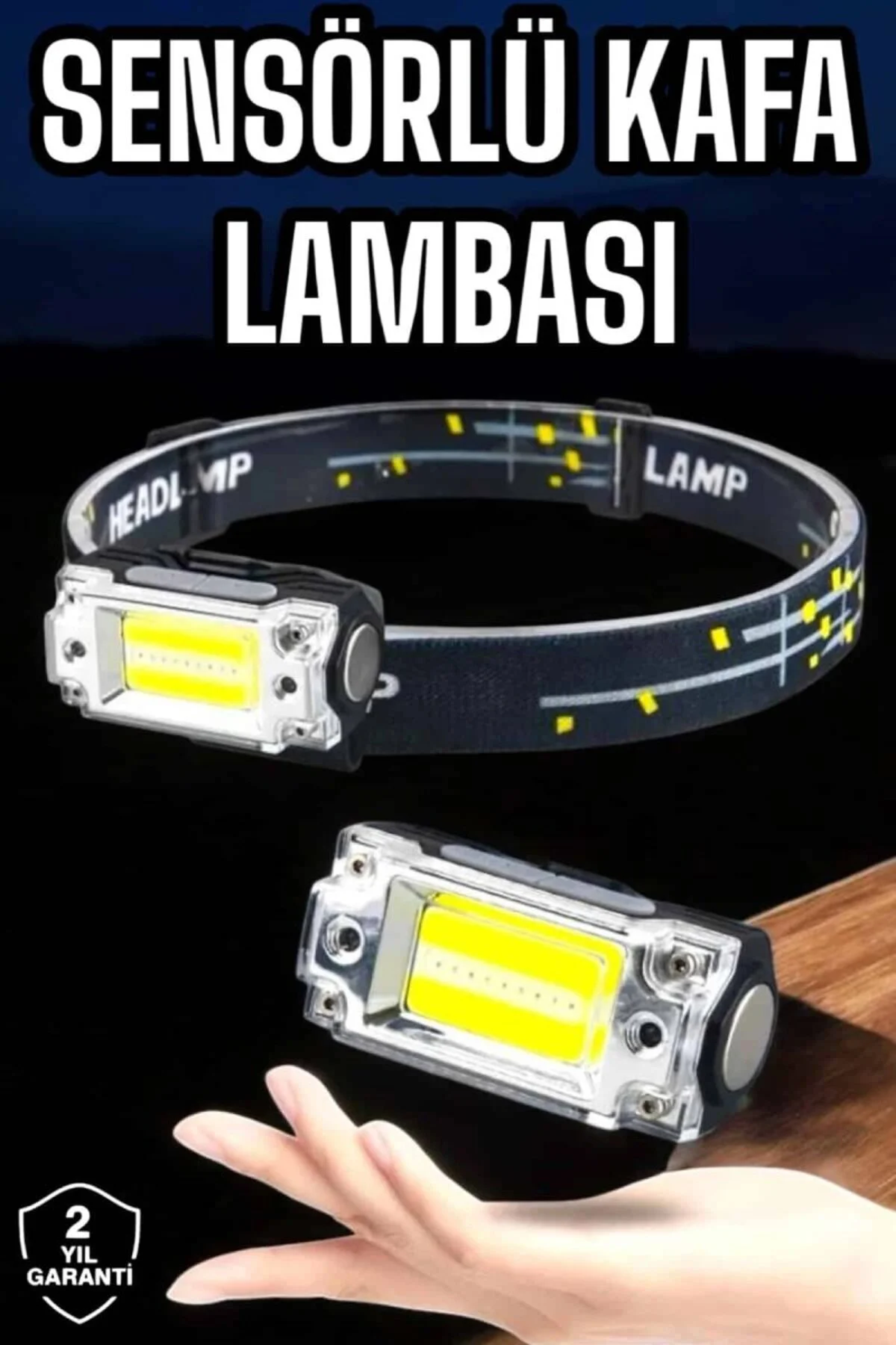 Kafa Lambası El Fenerli Kamp Lambası Usb Şarjlı Esnek Lamba