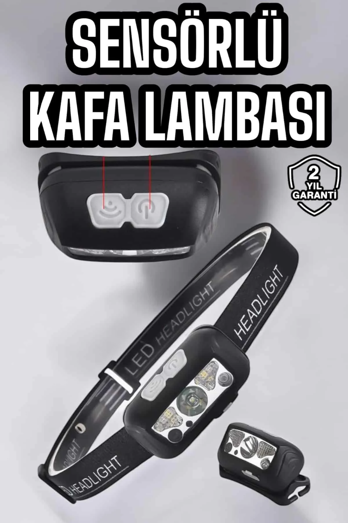 Kafa Lambası Kamp Lambası Sensörlü Şarjlı Ayarlanabilir