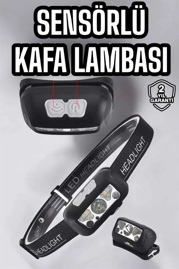 Kafa Lambası Kamp Lambası Sensörlü Şarjlı Ayarlanabilir