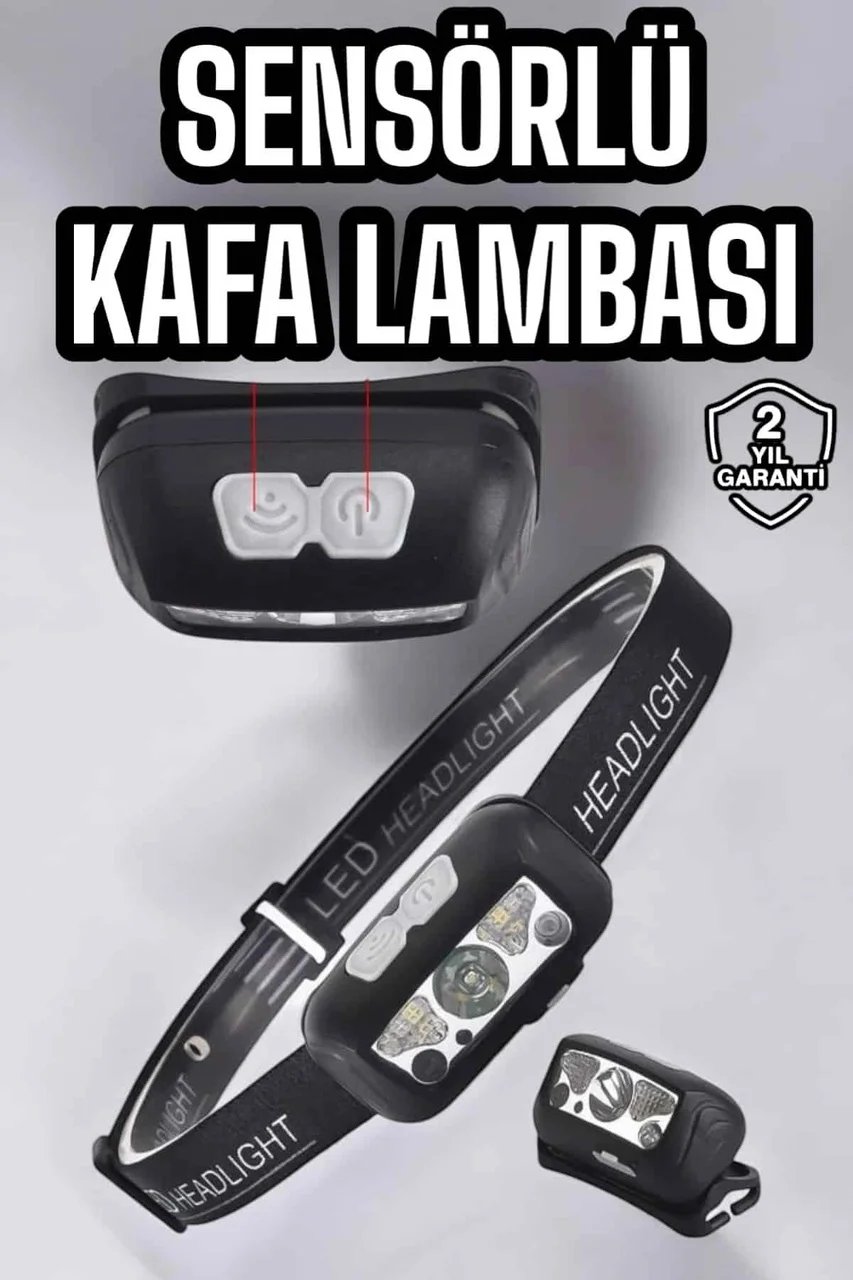 Kafa Lambası Kamp Lambası Sensörlü Şarjlı Ayarlanabilir Diğer