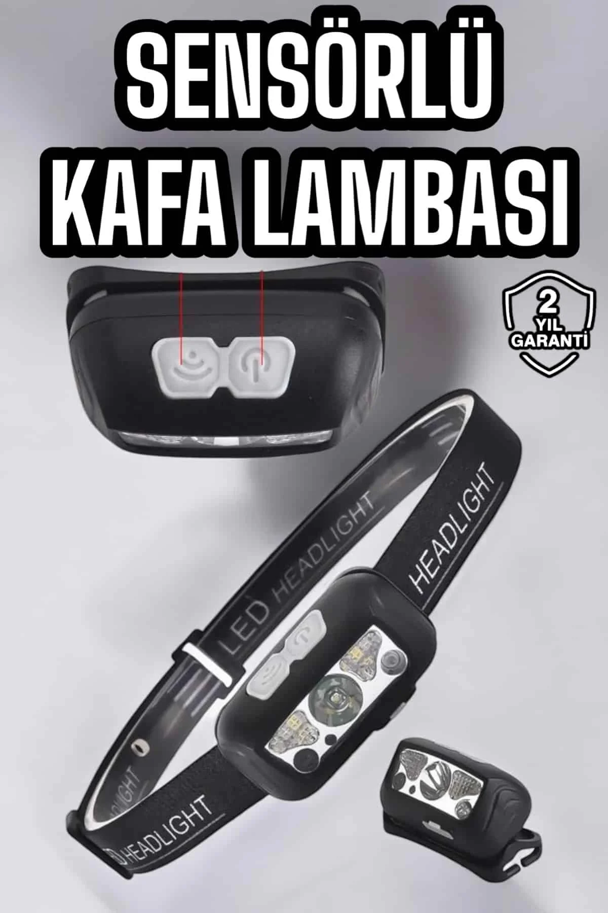 Kafa Lambası Kamp Lambası Sensörlü Şarjlı Ayarlanabilir
