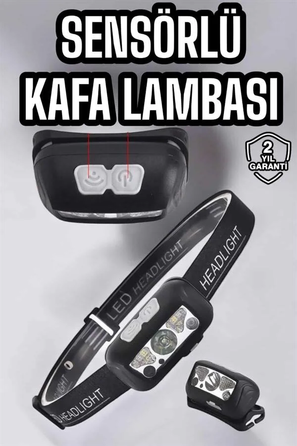Kafa Lambası Kamp Lambası Sensörlü Şarjlı Ayarlanabilir