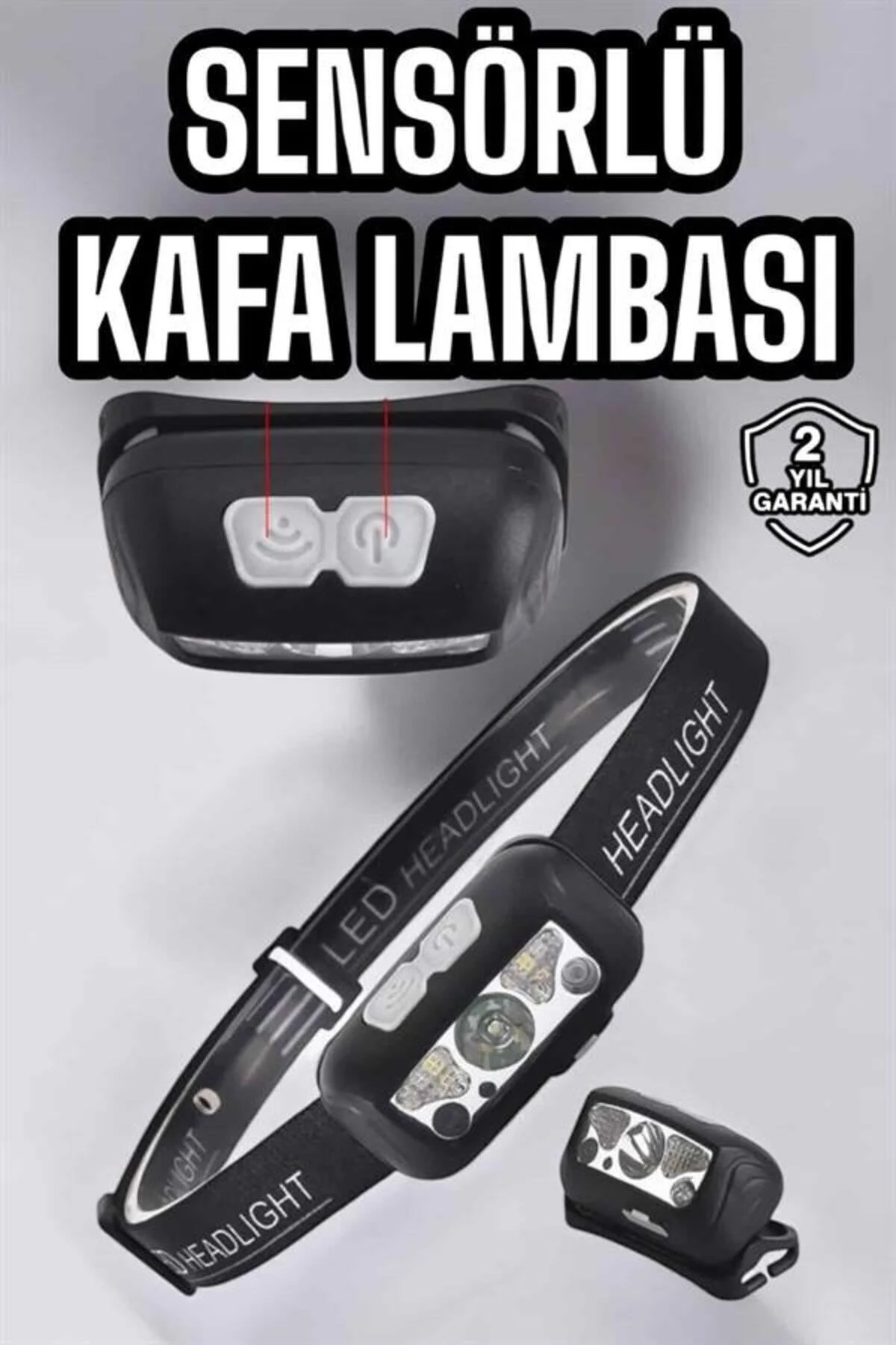 Kafa Lambası Kamp Lambası Sensörlü Şarjlı Ayarlanabilir - Görsel 2