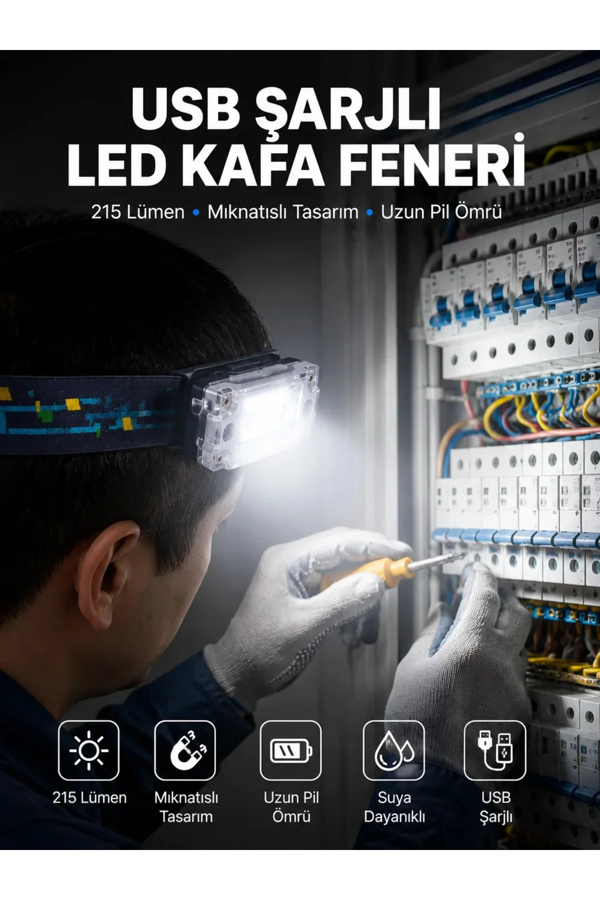 Kafa Lambası Led Fener Pratik Taşınabilir Ayarlanabilir USB Şarjlı Kafa Lambası Led Fener Pratik Taşınabilir Ayarlanabilir USB Şarjlı