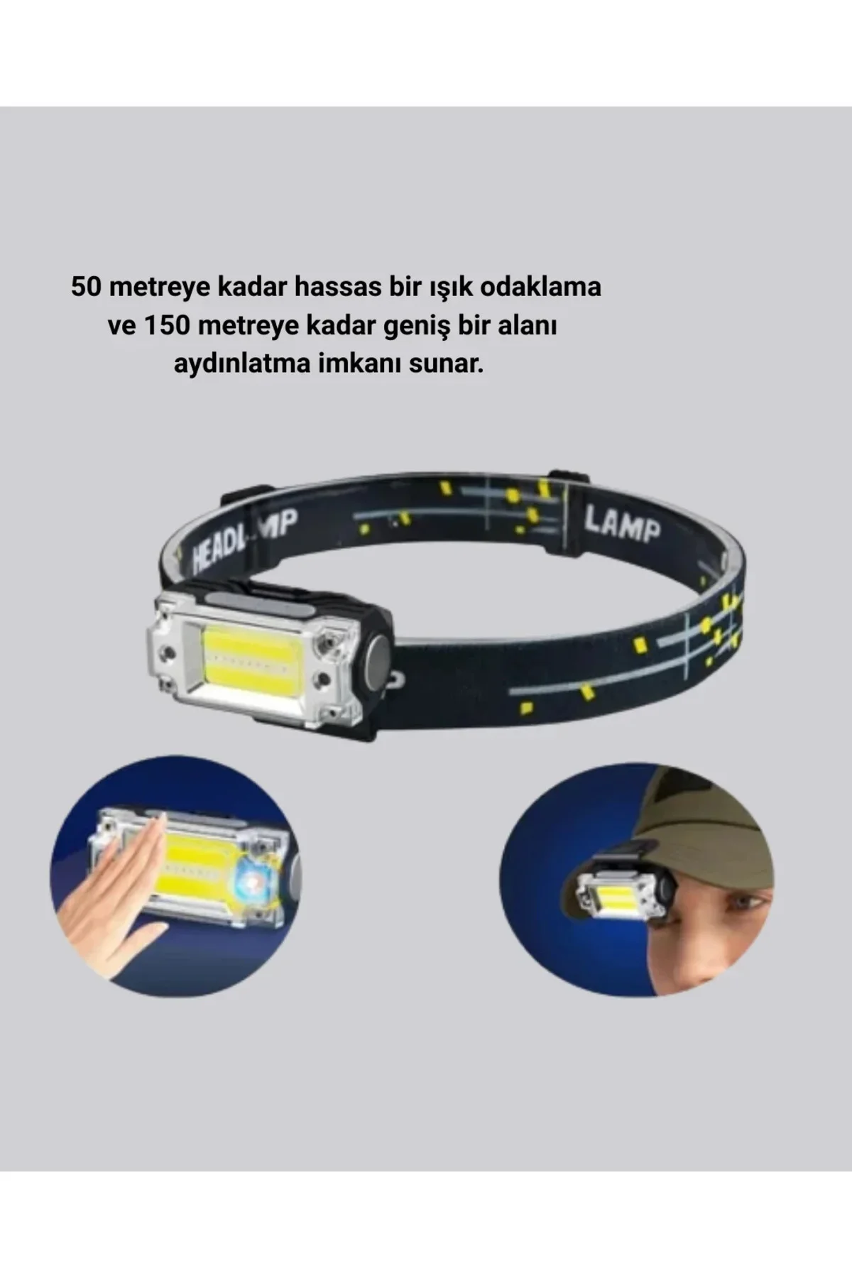 Kafa Lambası Led Fener Pratik Taşınabilir Ayarlanabilir USB Şarjlı