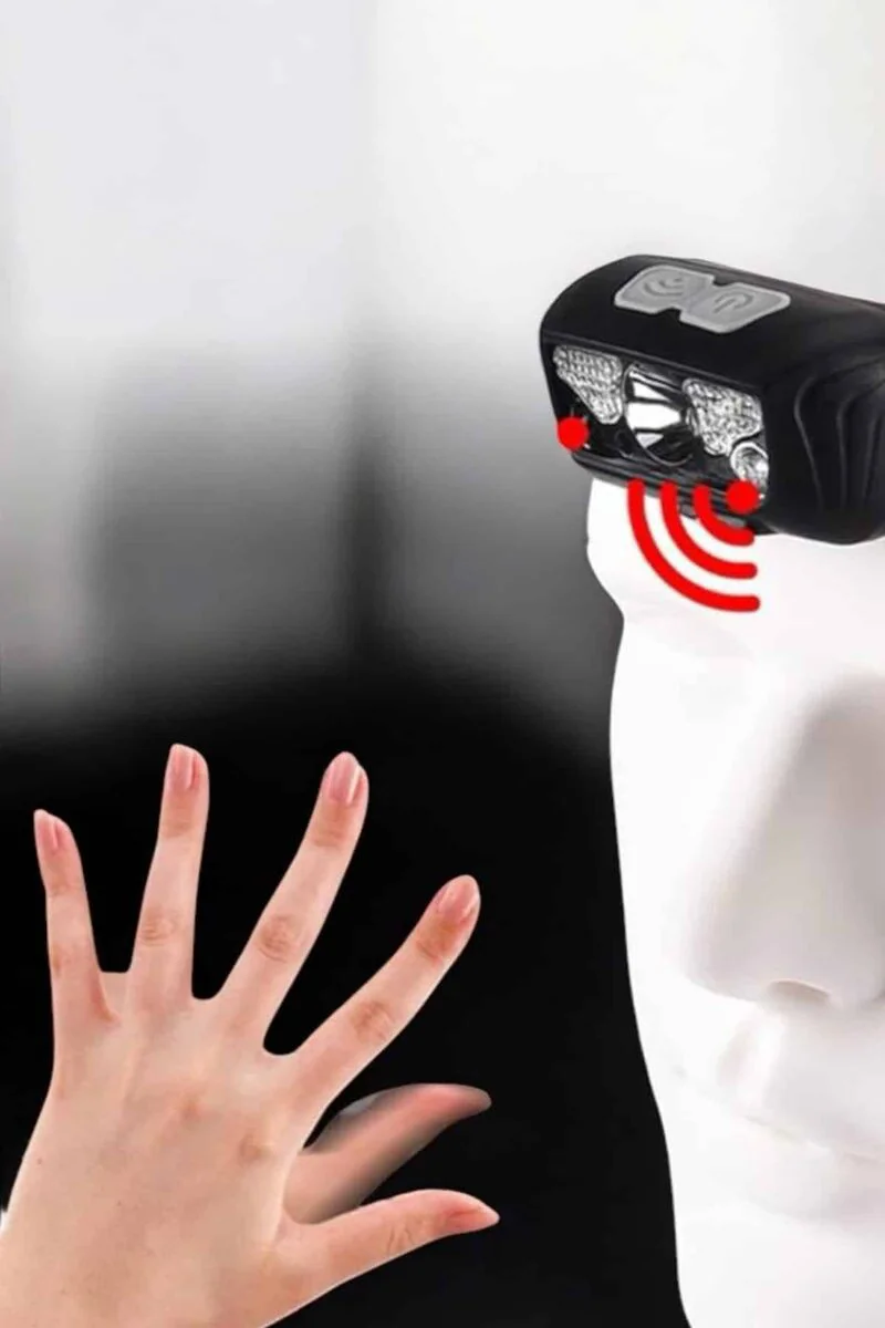 Kafa Lambası Sensörlü Şarjlı Ayarlanabilir Kamp Işıkları - IPX5 Su Geçirmez Gece Balıkçılığı Işığı
