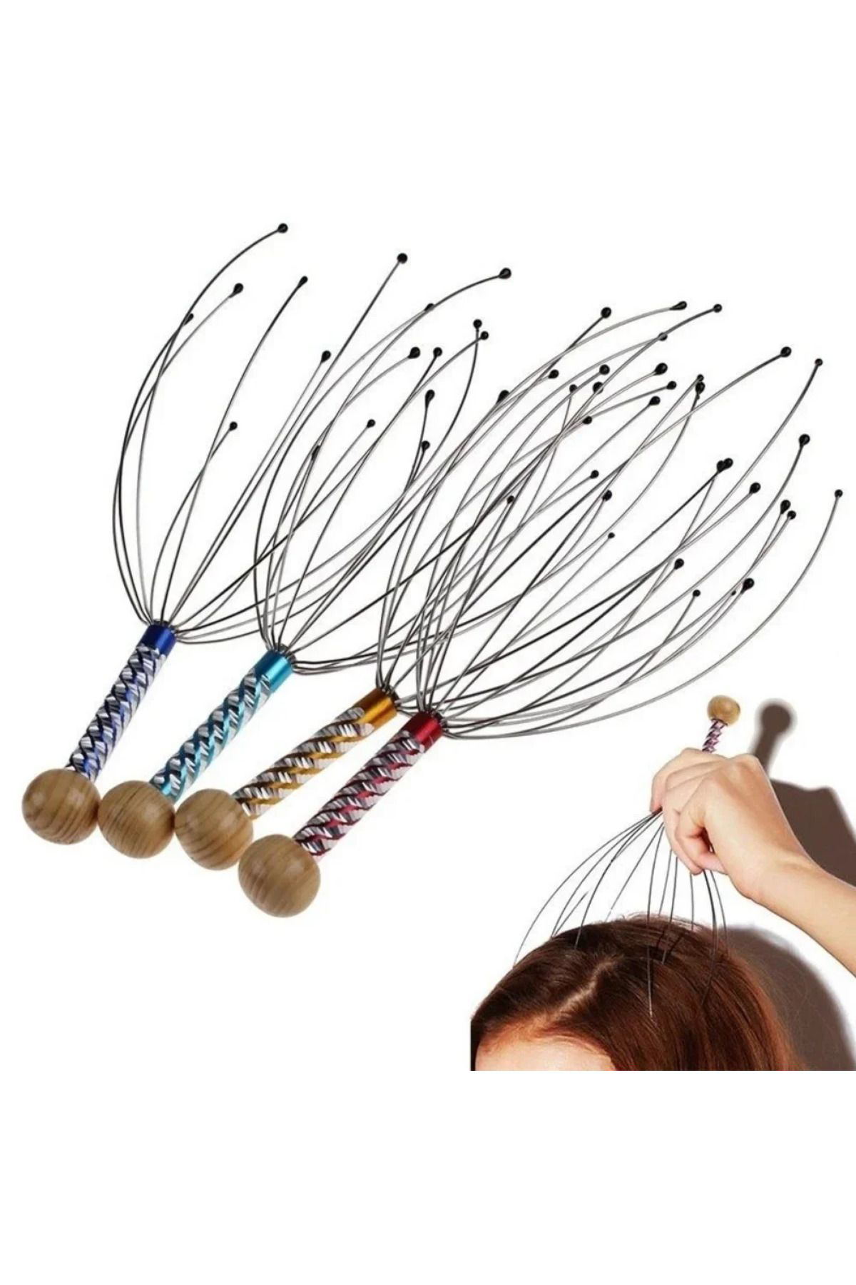 Kafa Masaj Aleti Baş Boyun Kafa Masaj Saç Kaşıma Teli Karışık Ren