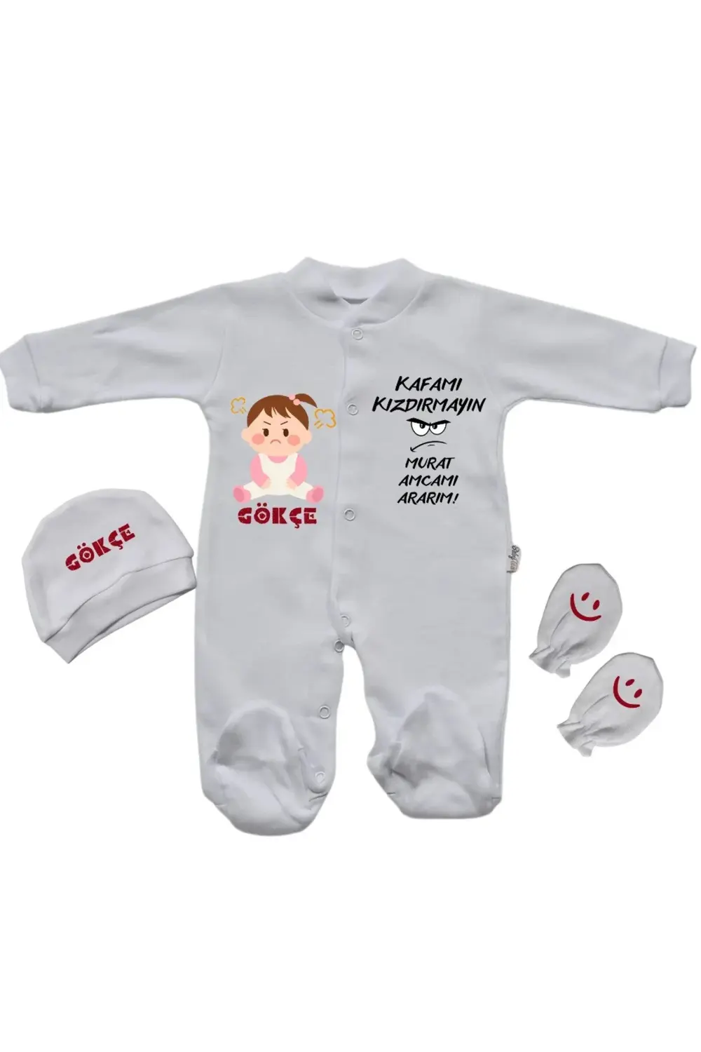 Kafamı Kızdırmayın Amcamı Ararım Yazılı Kişiye Özel Kız Bebek Tul